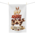 Farm Fresh Stack Tea Towel — Rustic Cow, Pig & Chicken Kitchen Linen