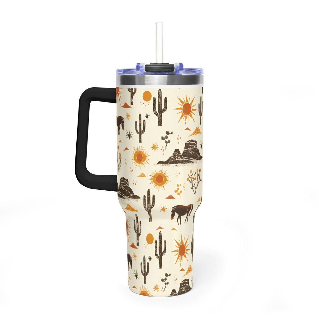 Desert Sunset 40oz Tumbler - Western Cactus & Horse Thermal Cup