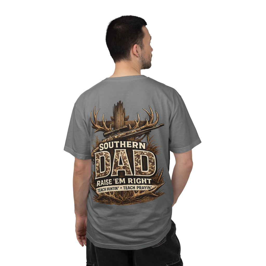 Southern Dad Hunting T-Shirt — "Raise 'Em Right" Graphic Tee