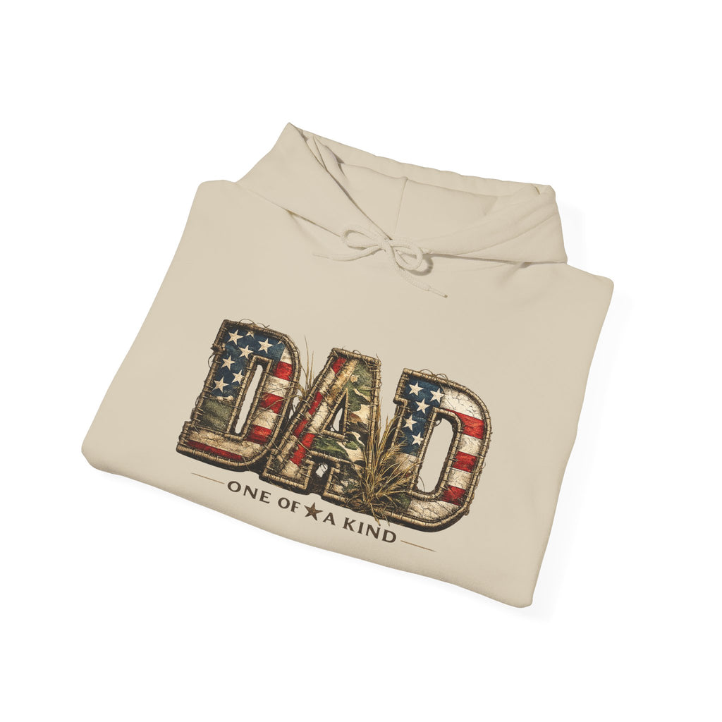 Personalizable Dad One of a Kind Hoodie — American Flag Patriotic Father’s Day Sweatshirt