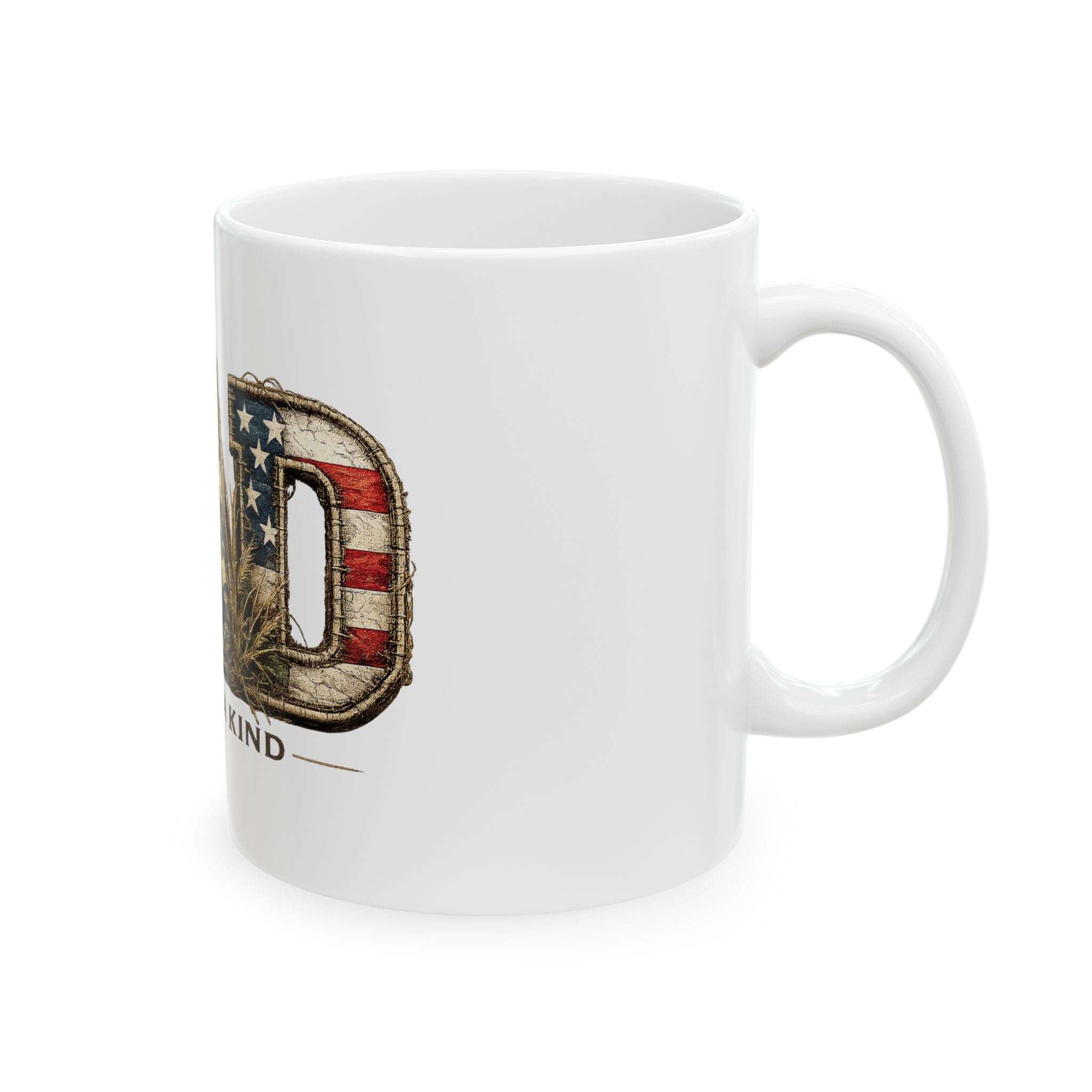 Dad One of a Kind Ceramic Mug — Patriotic Camo Coffee Cup (11oz & 15oz)