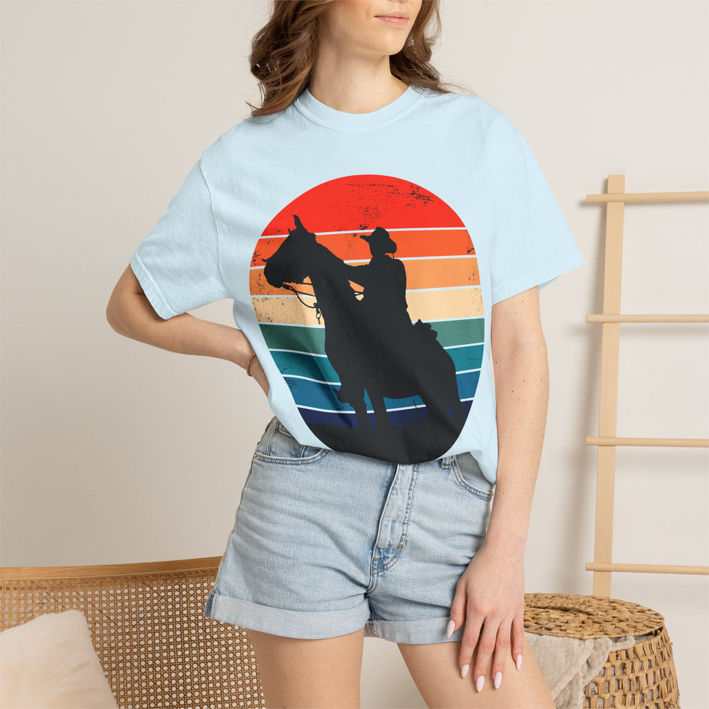 Cowboy Silhouette T-Shirt — Retro Sunset Western Tee