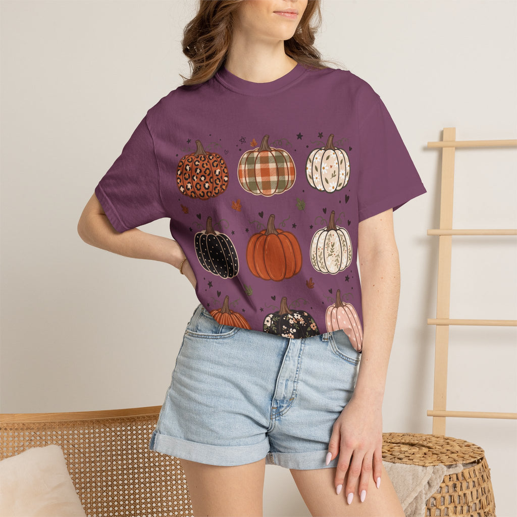 Pumpkin Patch T-Shirt — Fall Plaid & Floral Pumpkins Graphic Tee