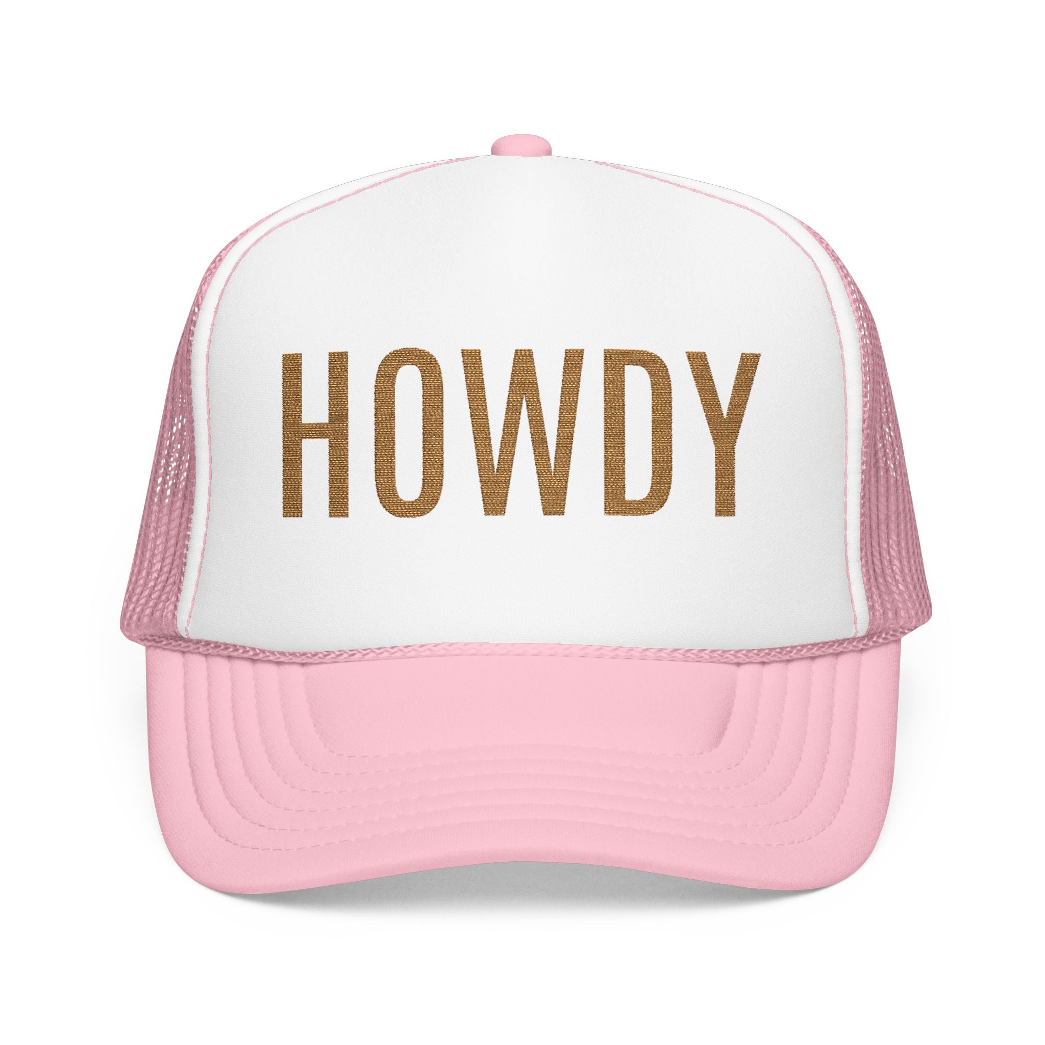 Howdy Trucker Hat — Glitter Letter Foam Mesh Cap