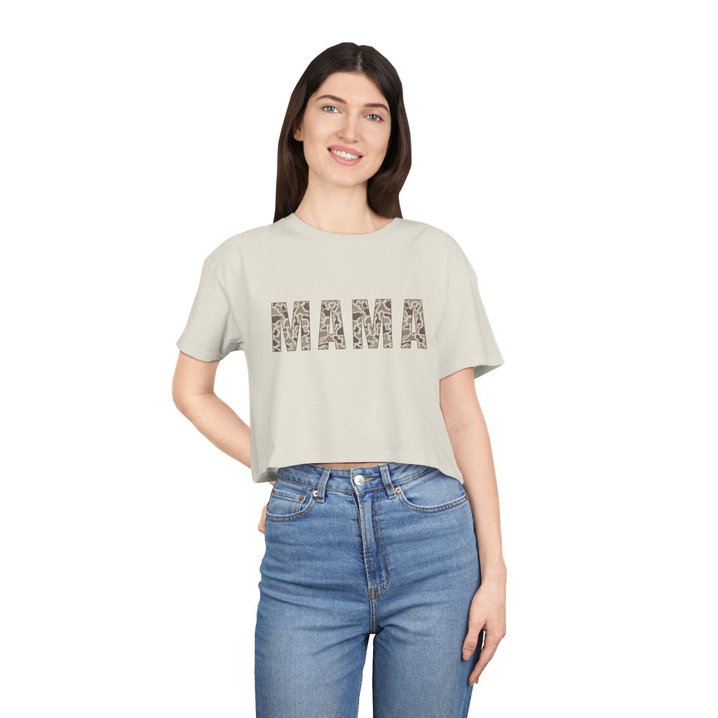 Mama Floral Crop Tee — Casual Women's Short Boxy Top