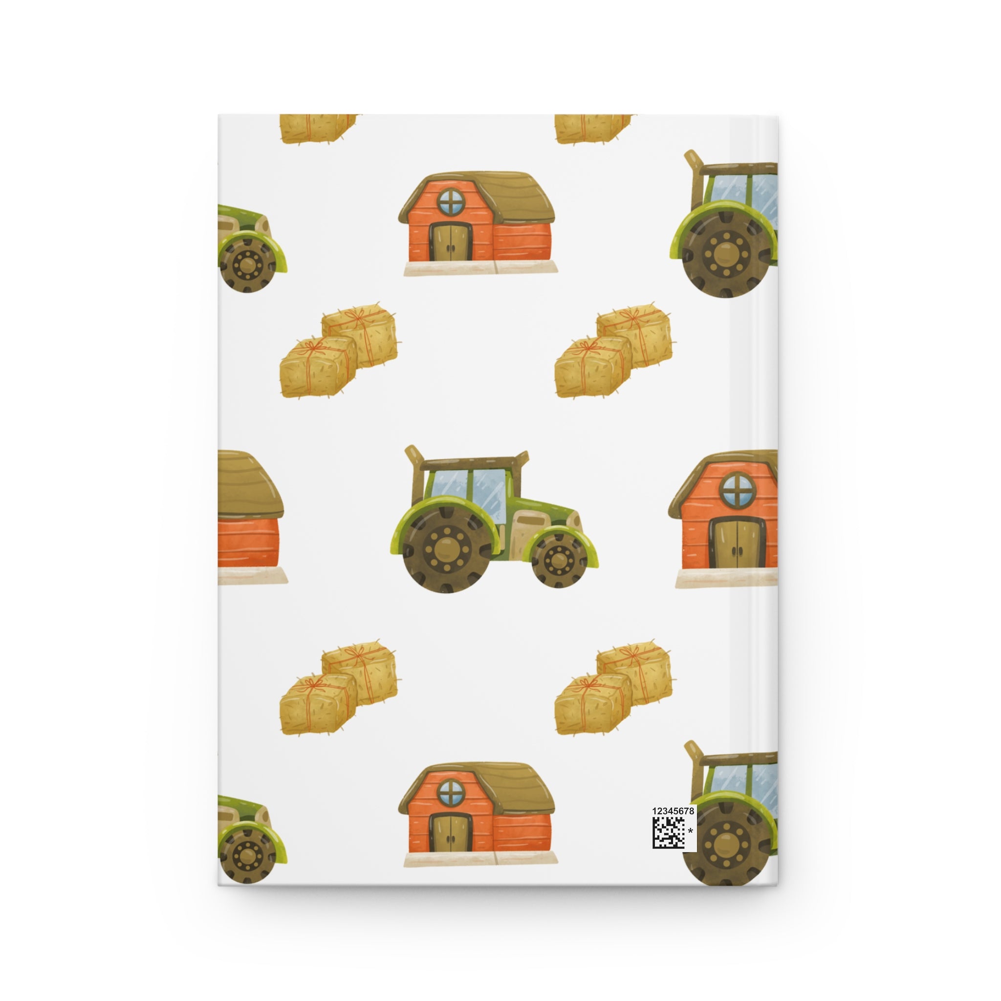 Farmstead Hardcover Journal — Tractor, Barn & Hay Pattern Notebook for Farmers & Kids