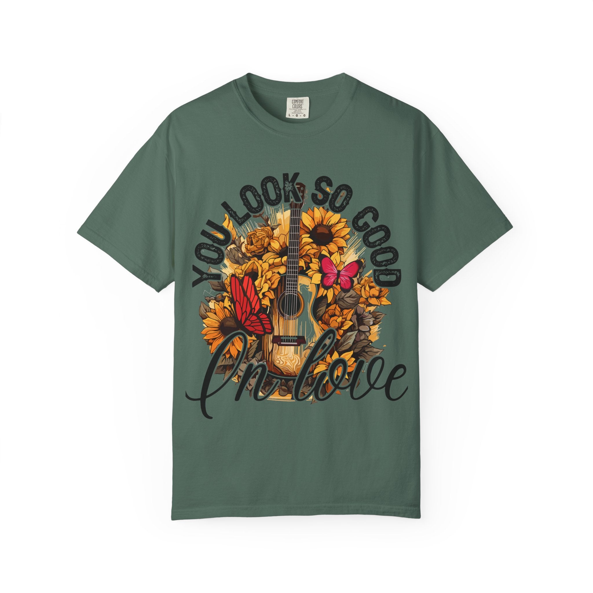 You Look So Good I'm In Love Guitar Floral T-Shirt