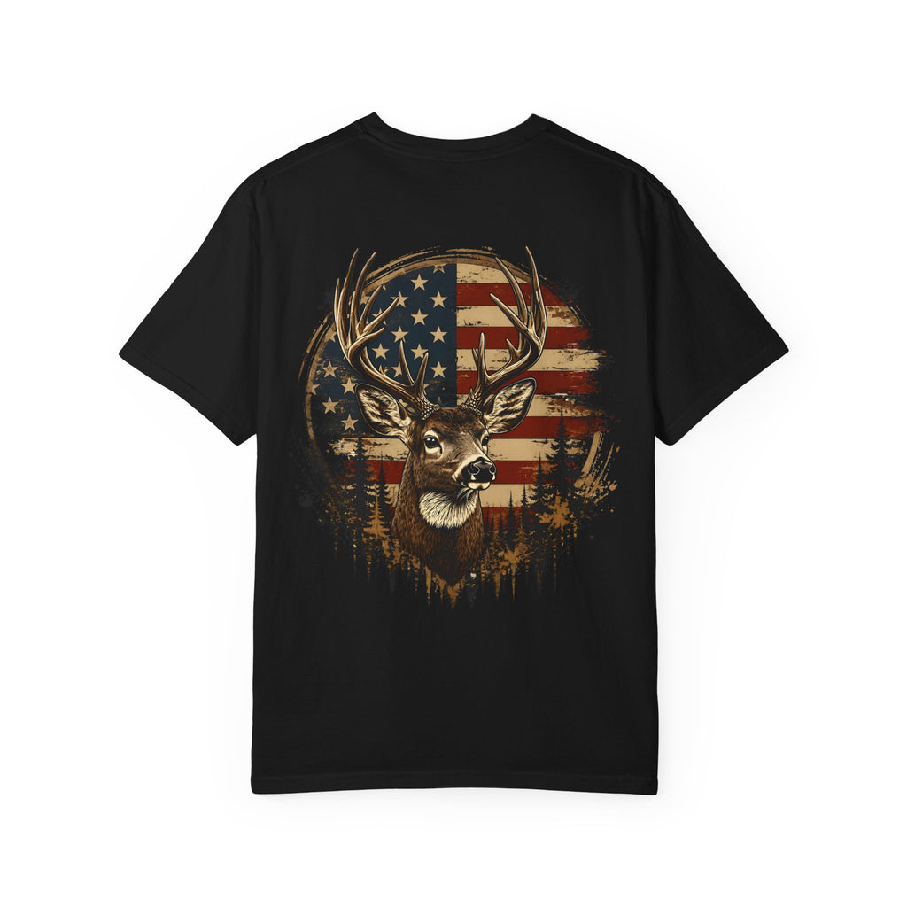 American Flag Deer T-Shirt — Patriotic Hunting Graphic Tee