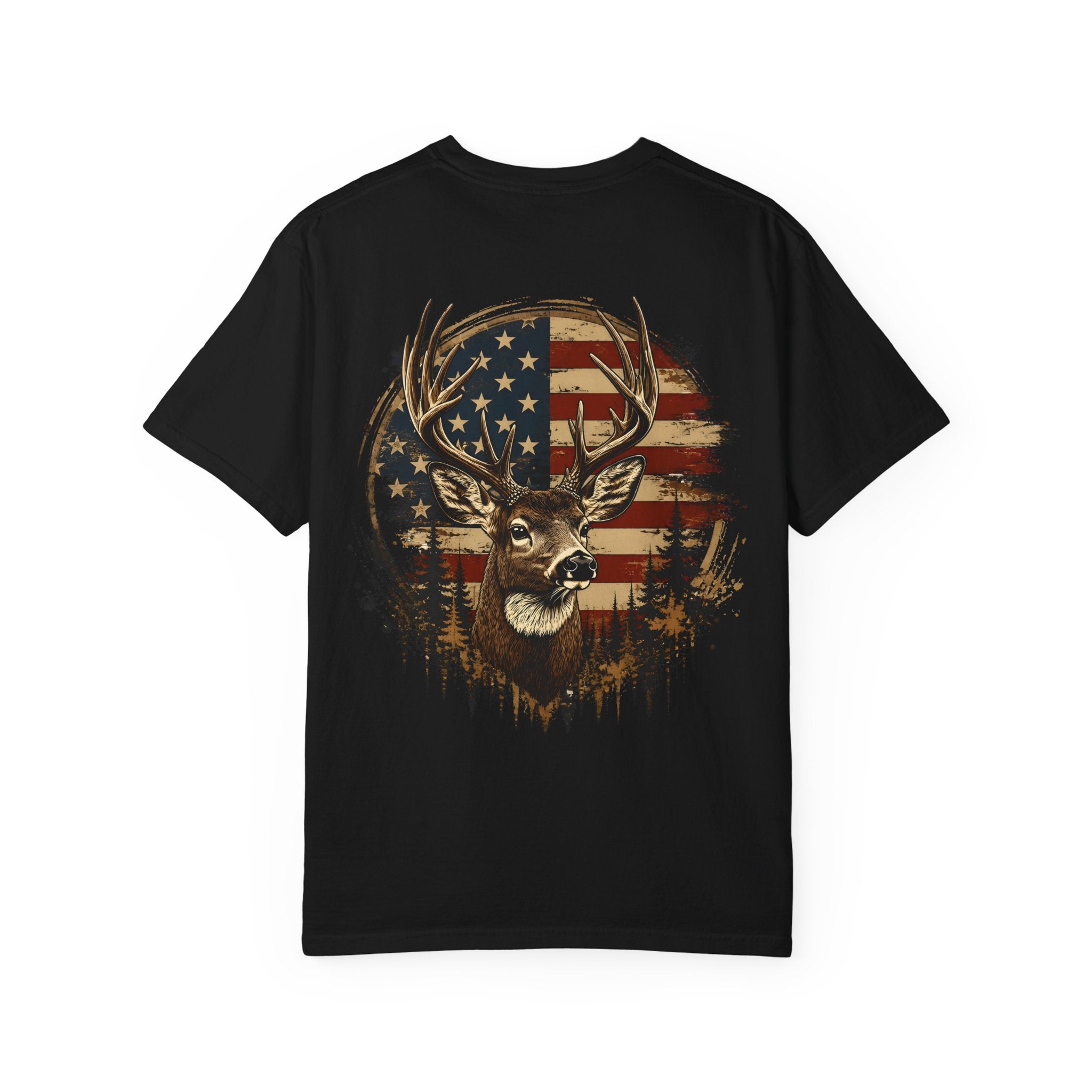 American Flag Deer T-Shirt — Patriotic Hunting Graphic Tee