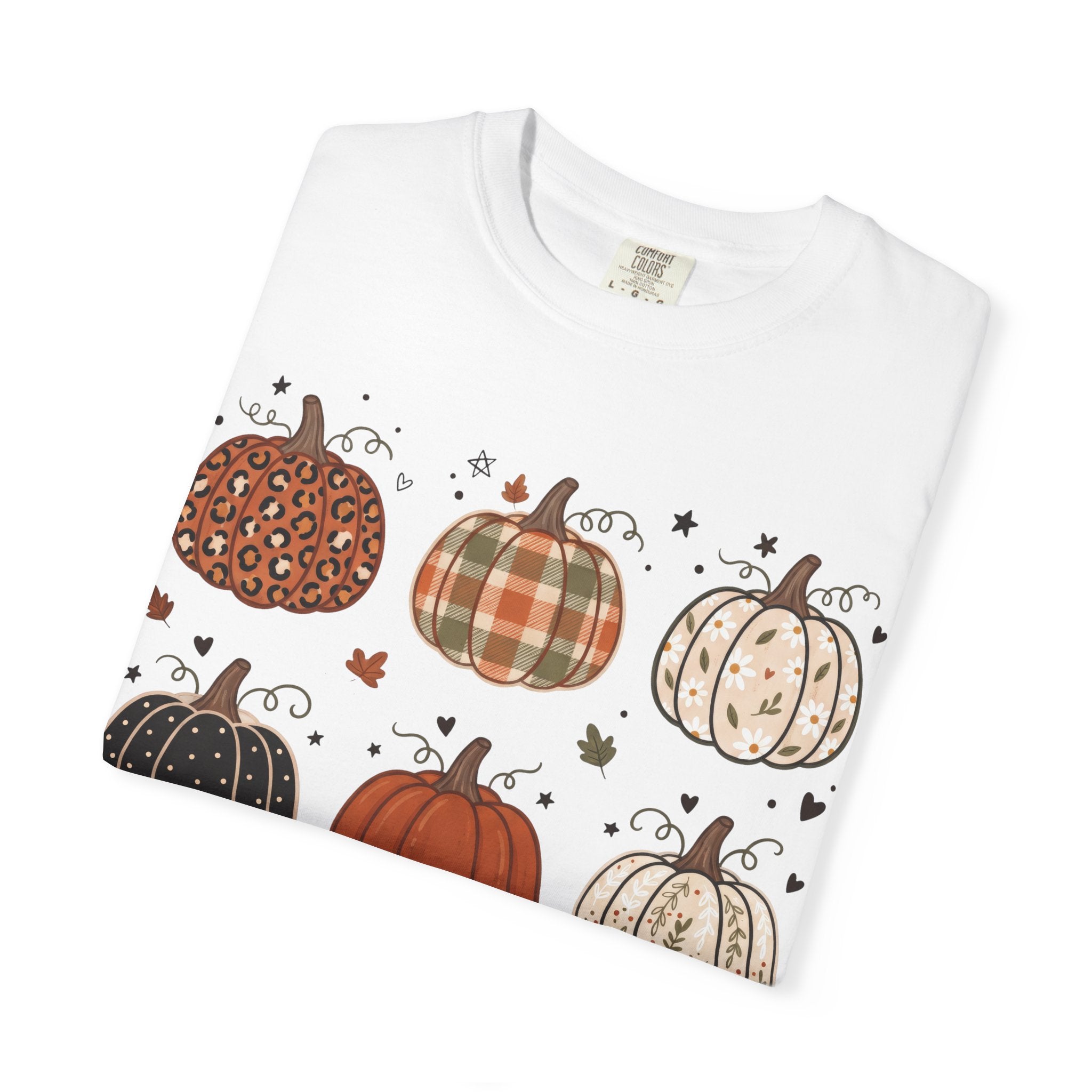 Pumpkin Patch T-Shirt — Fall Plaid & Floral Pumpkins Graphic Tee