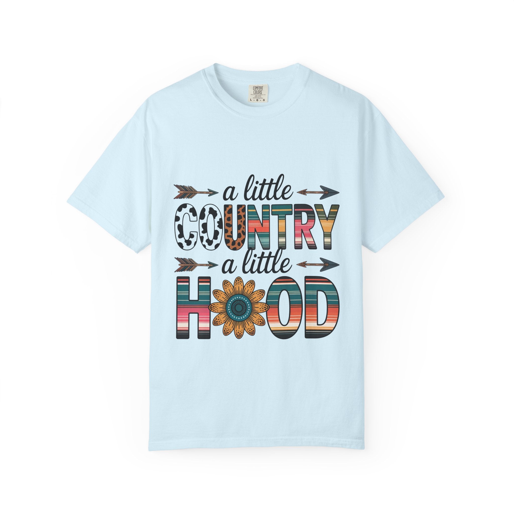 Country & Hood Graphic T-Shirt — "A Little Country A Little Hood" Sunflower Design