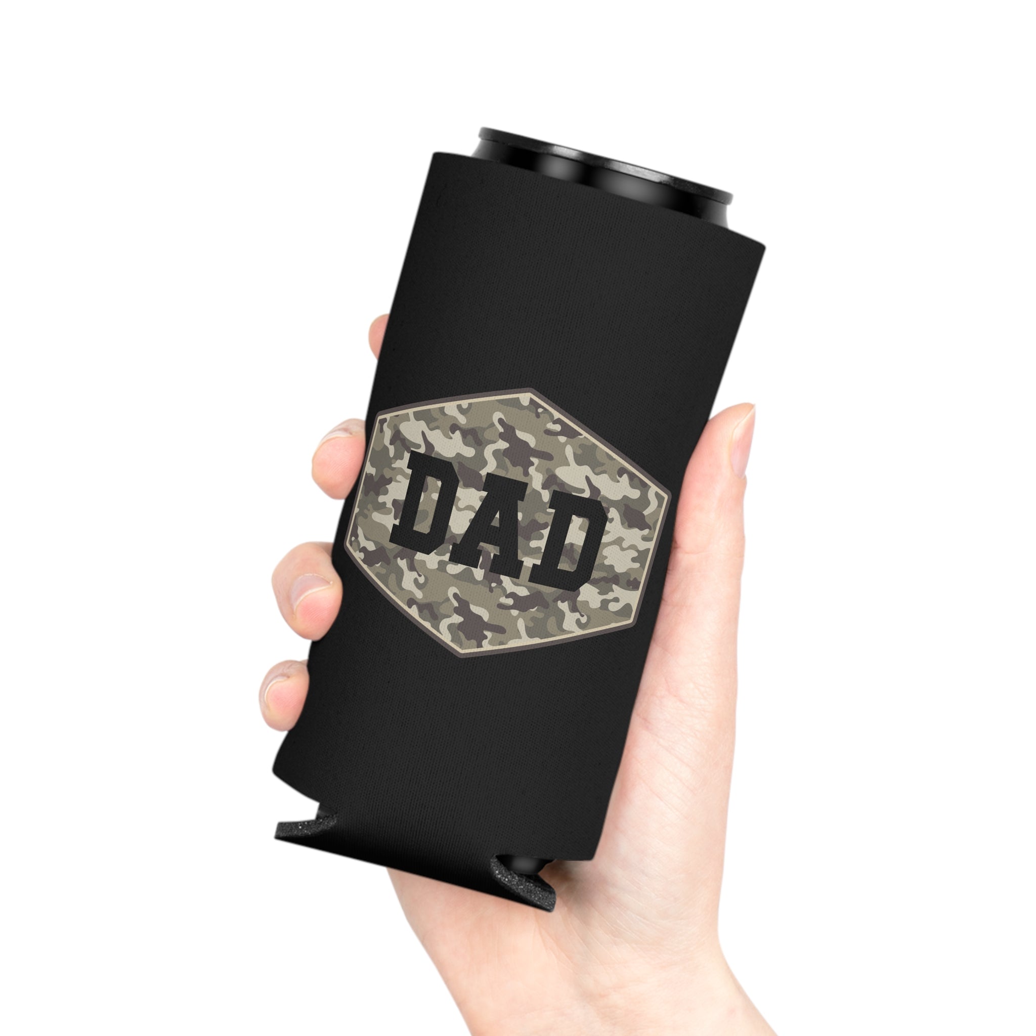 Dad Camo Can Cooler — Military Camouflage Beer Koozie