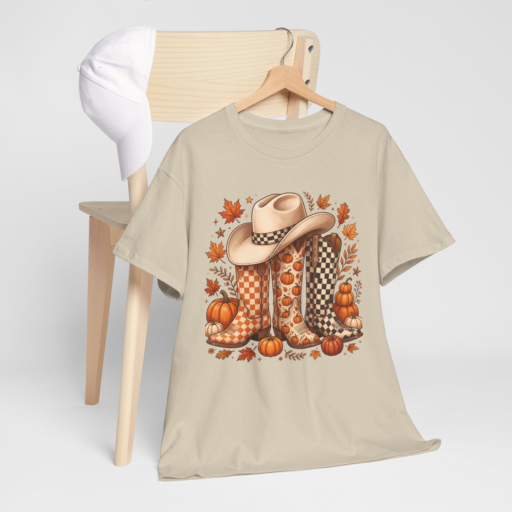 Cowboy Boots & Hat Autumn Tee — Fall Pumpkin Western Graphic T-Shirt