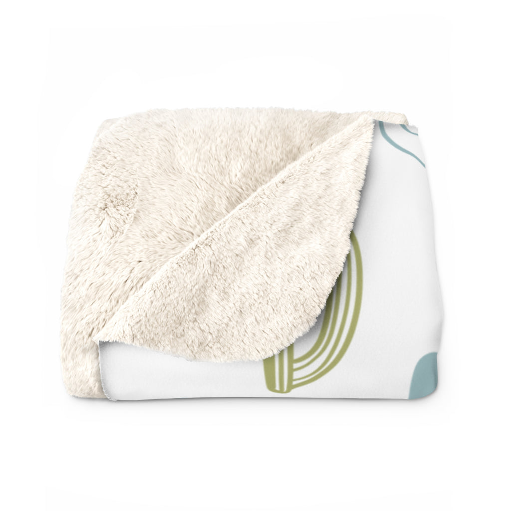 Cactus Cozy Sherpa Blanket — Soft Pastel Desert Throw