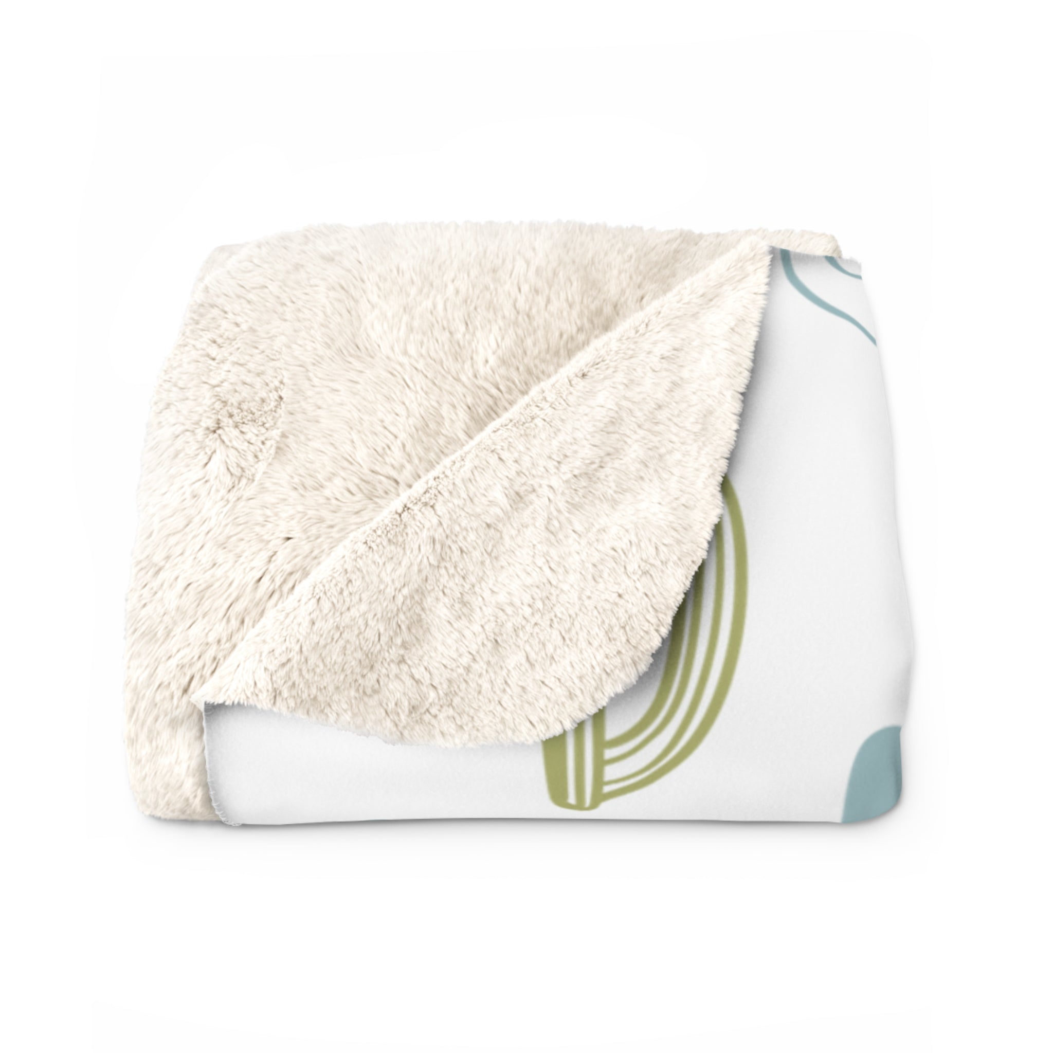 Cactus Cozy Sherpa Blanket — Soft Pastel Desert Throw
