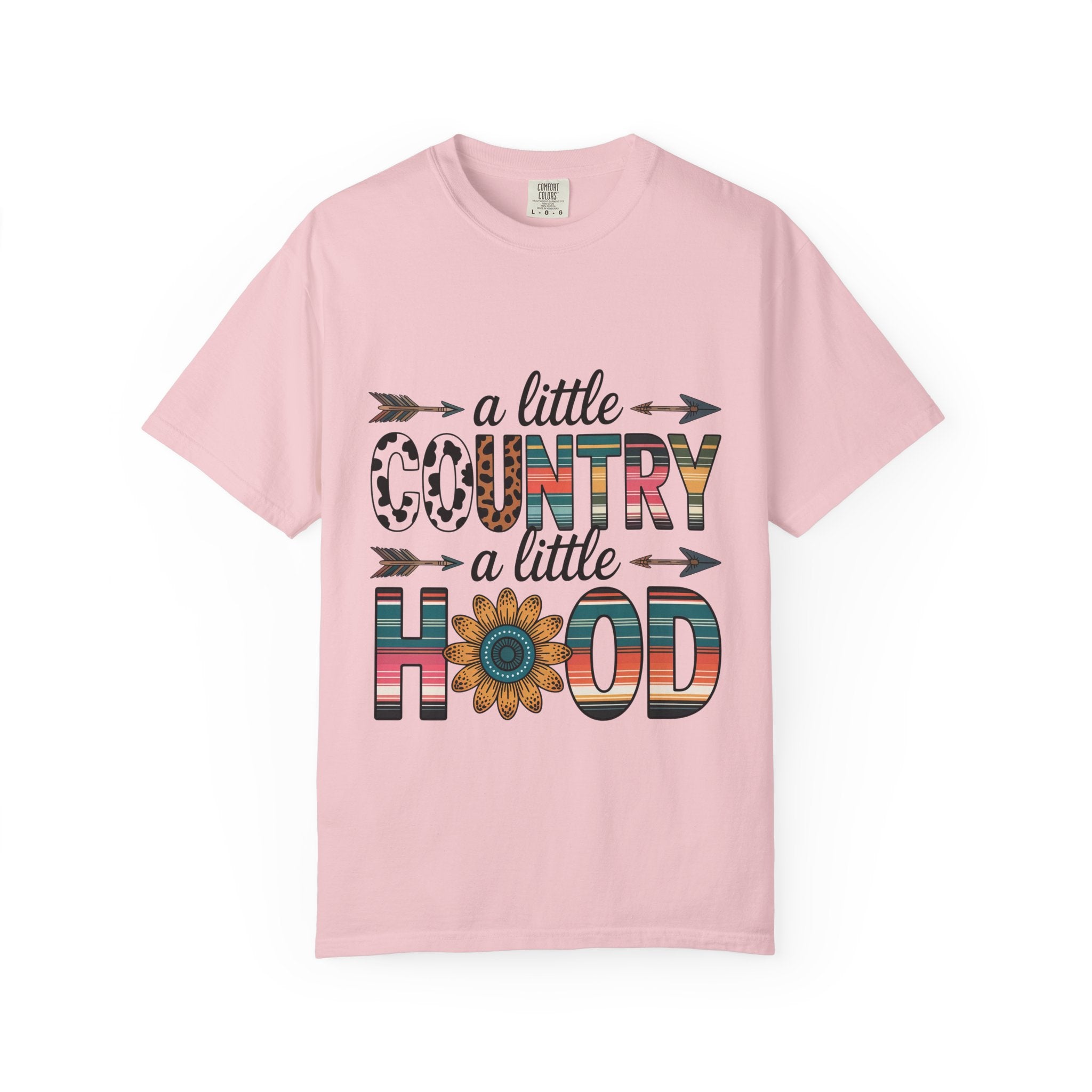 Country & Hood Graphic T-Shirt — "A Little Country A Little Hood" Sunflower Design
