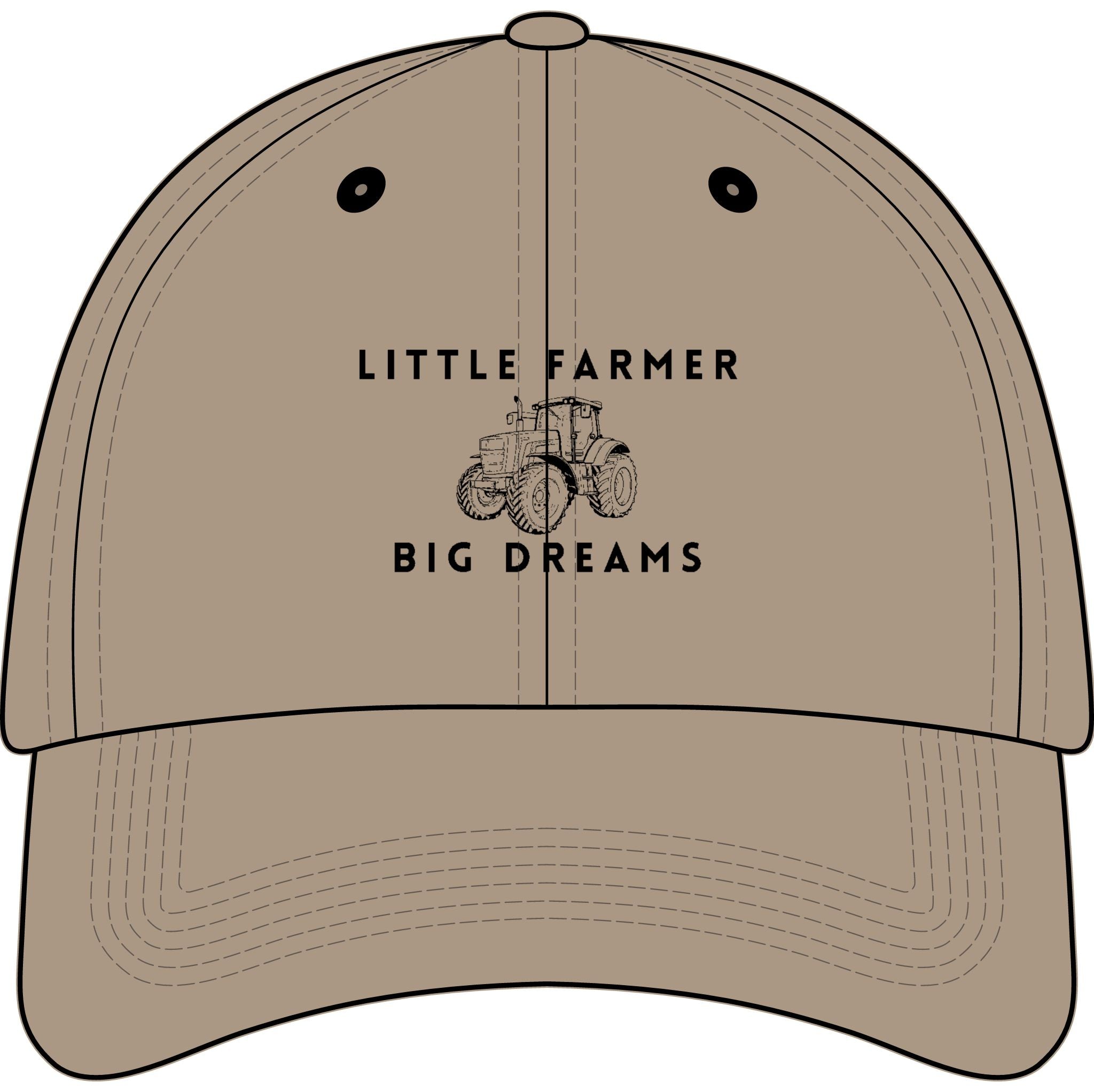 Youth Baseball Cap — Embroidered "Little Farmer Big Dreams" Tractor Design