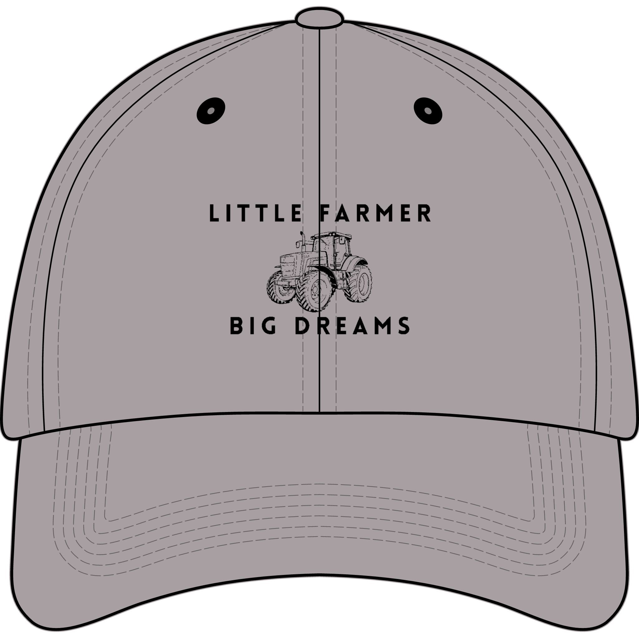 Youth Baseball Cap — Embroidered "Little Farmer Big Dreams" Tractor Design
