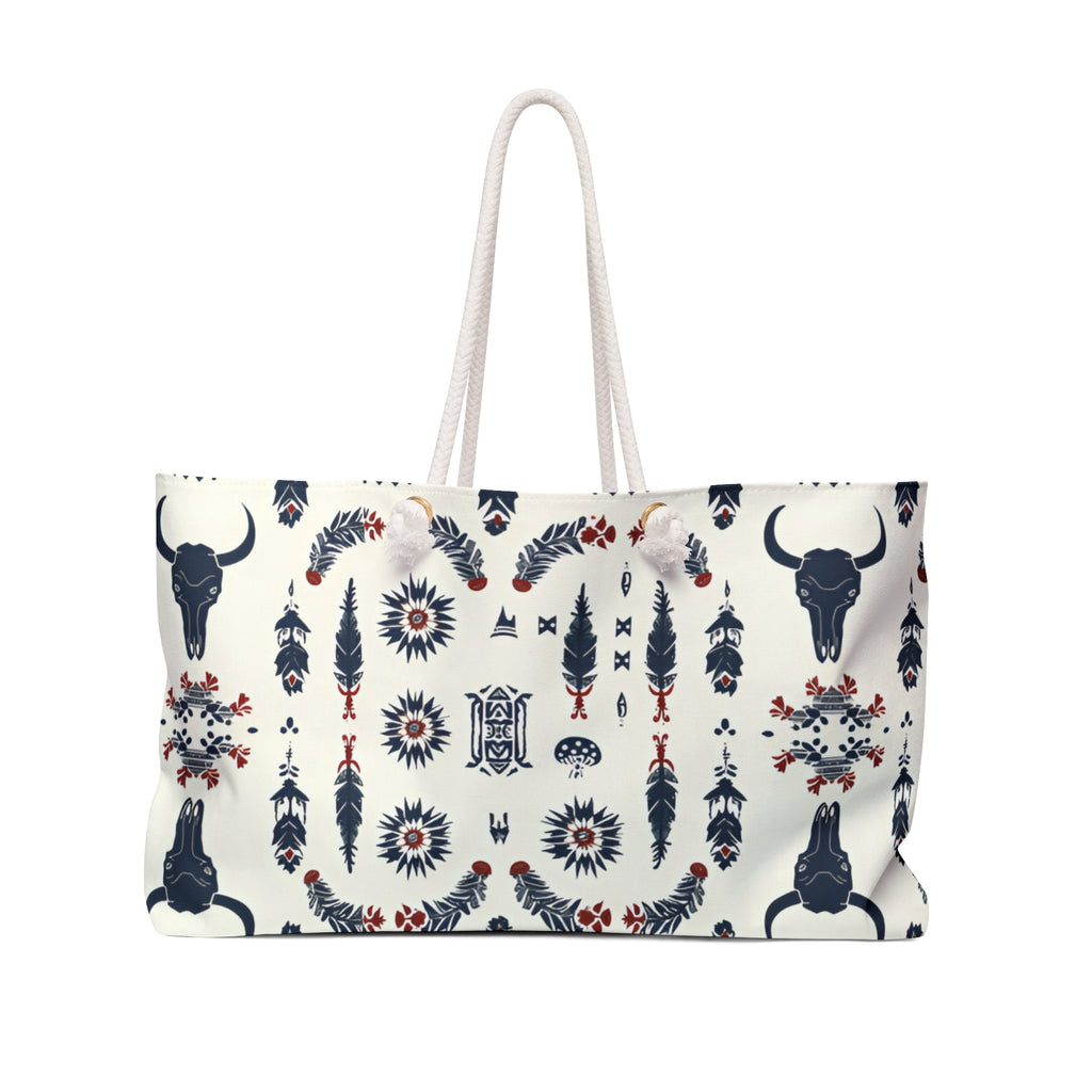 Boho Western Weekender Bag — Southwestern Skull & Feather Travel Tote