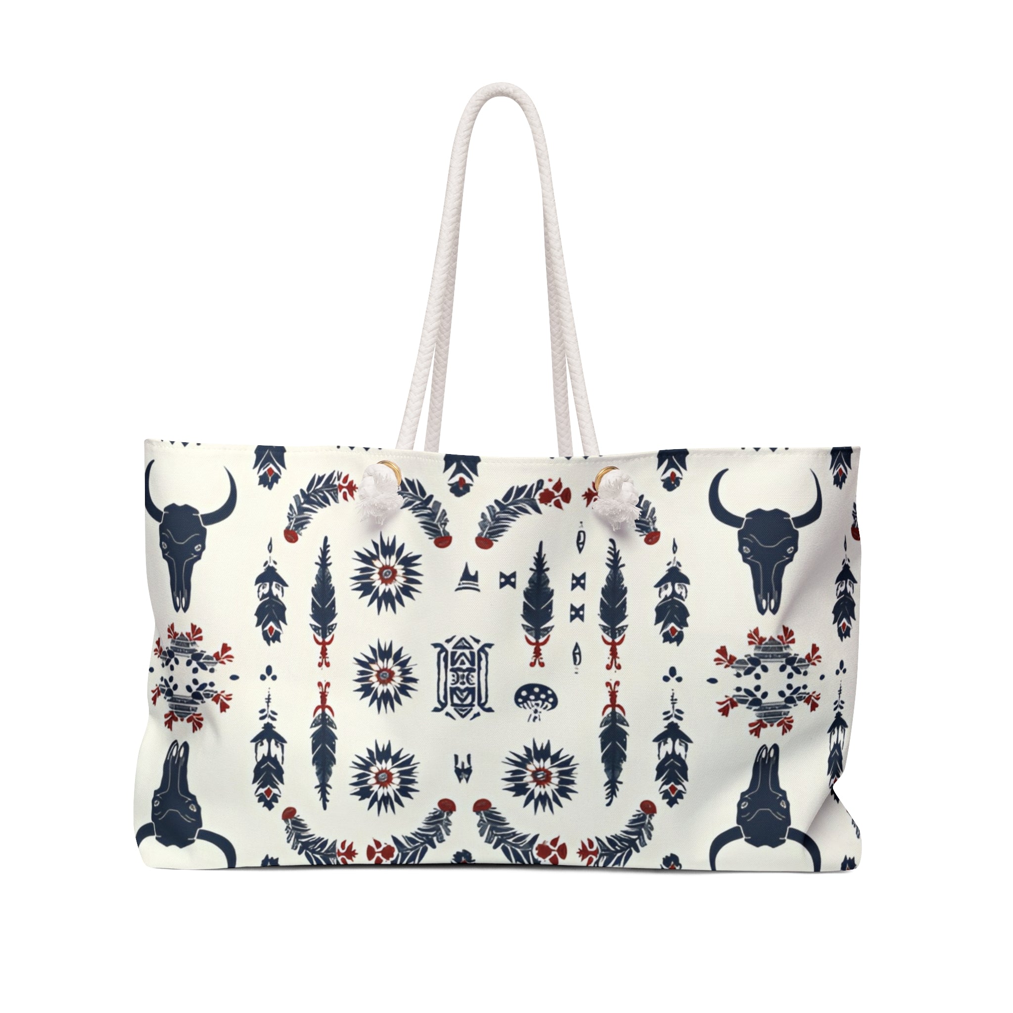 Boho Western Weekender Bag — Southwestern Skull & Feather Travel Tote