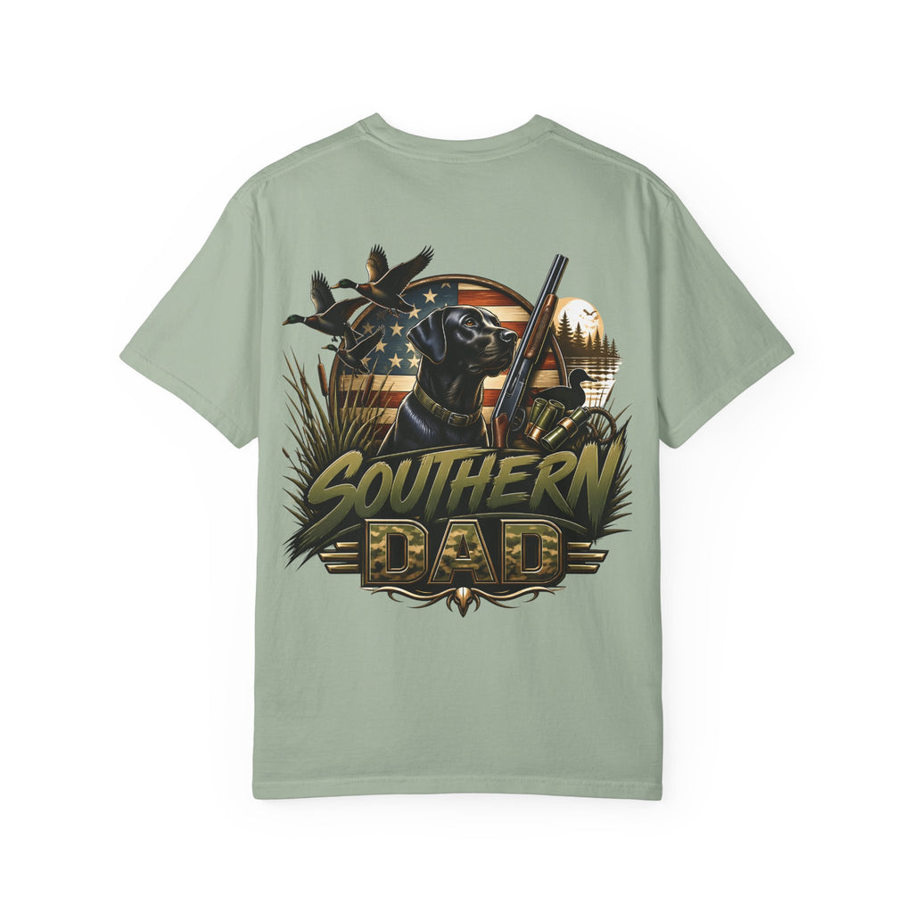 Southern Dad T-Shirt — Hunting Labrador & American Flag Graphic