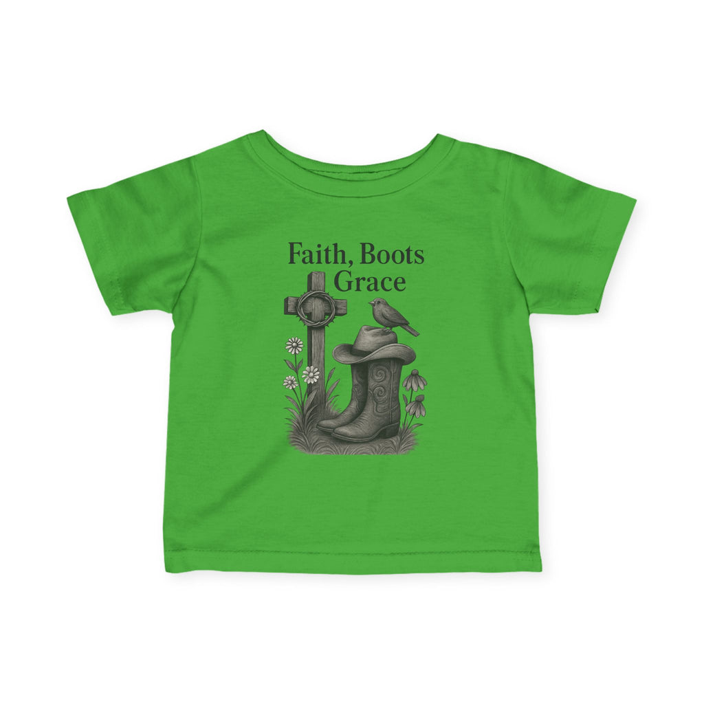Infant Tee — "Faith, Boots, Grace" Western Baby Shirt