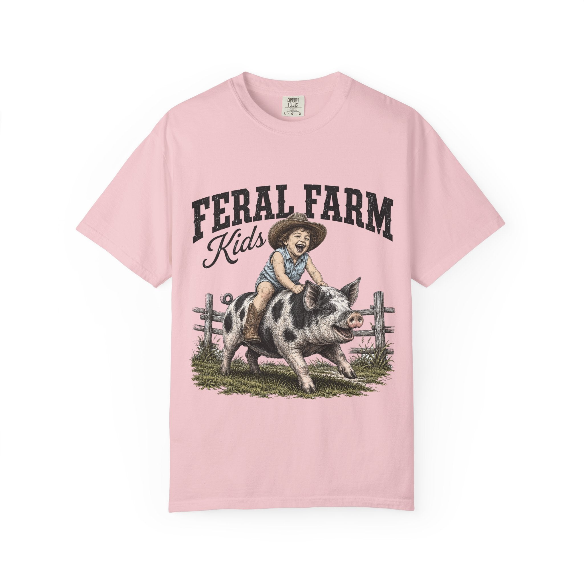 Feral Farm Kids T-Shirt — Vintage Pig Rider Graphic Tee