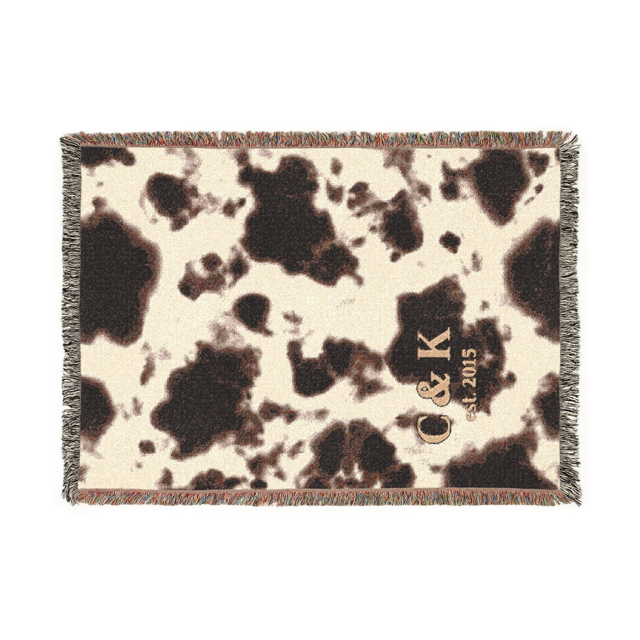 Cowhide Pattern Woven Blanket — Rustic Western Throw for Living Room & Cabin