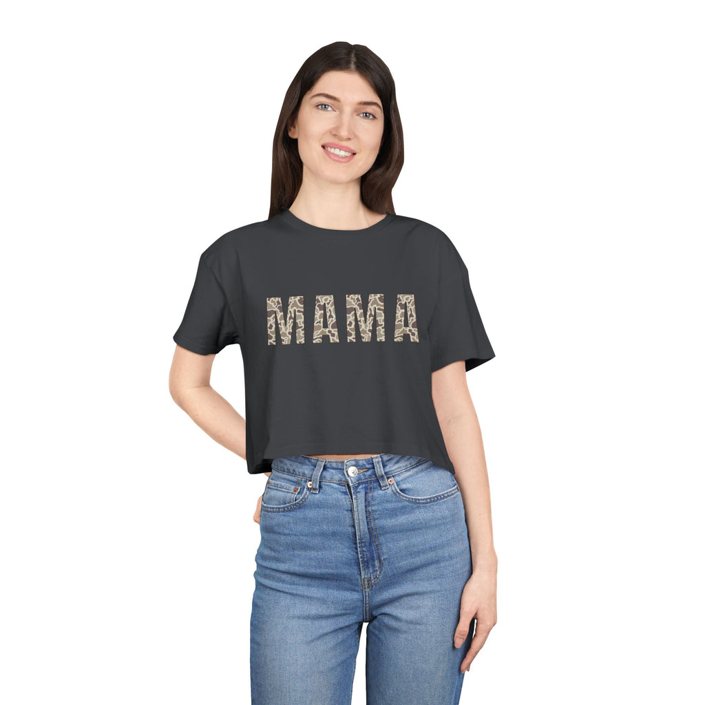 Mama Floral Crop Tee — Casual Women's Short Boxy Top