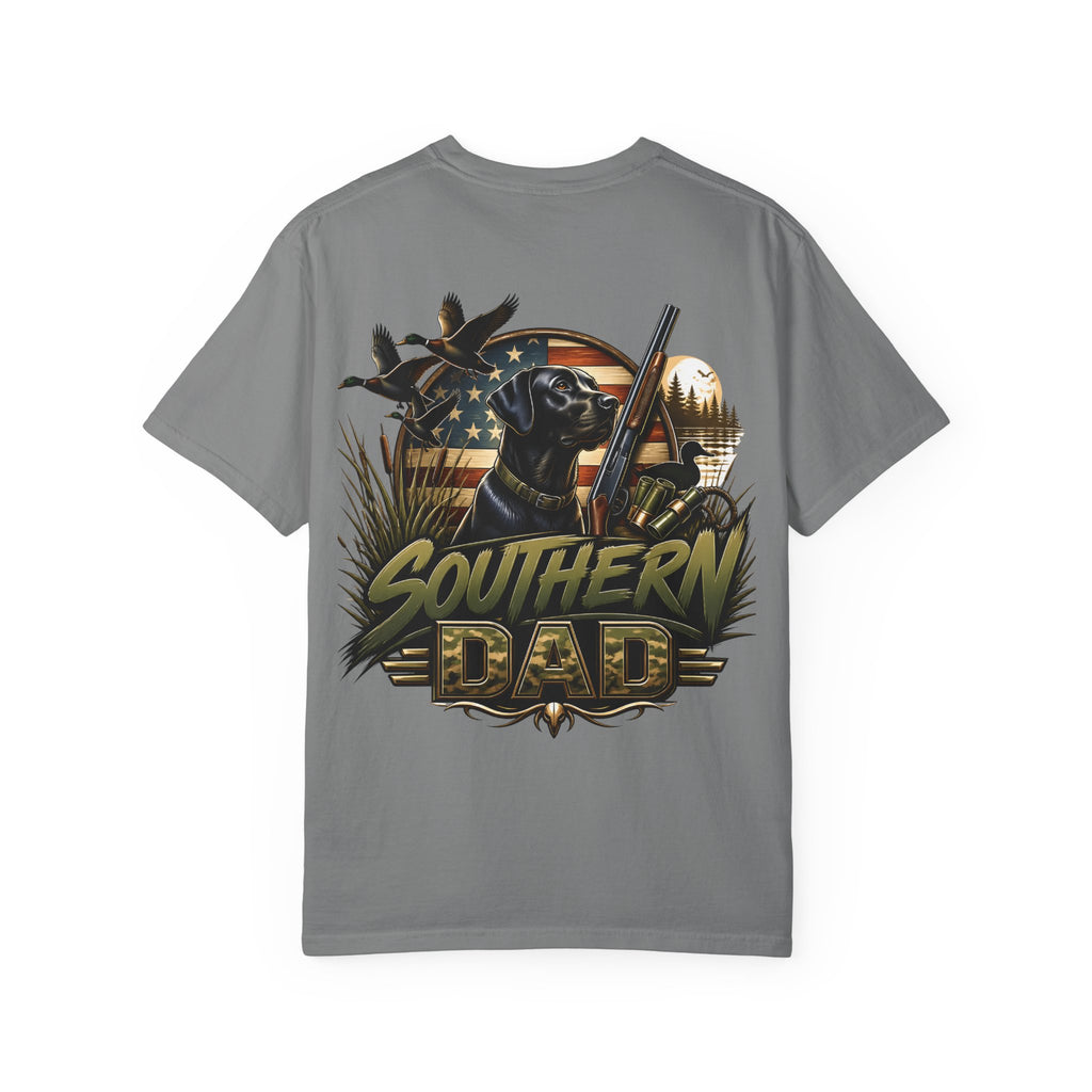 Southern Dad T-Shirt — Hunting Labrador & American Flag Graphic