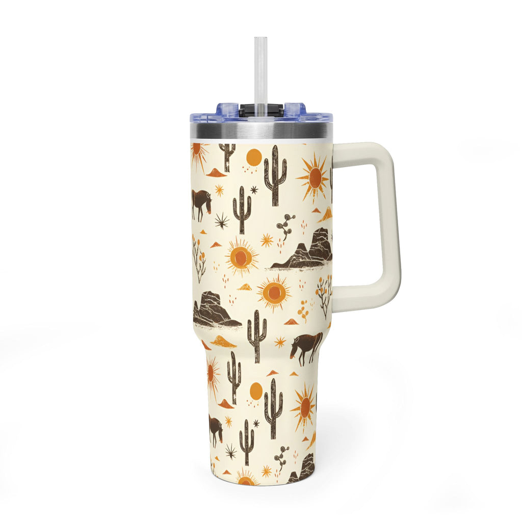 Desert Sunset 40oz Tumbler - Western Cactus & Horse Thermal Cup