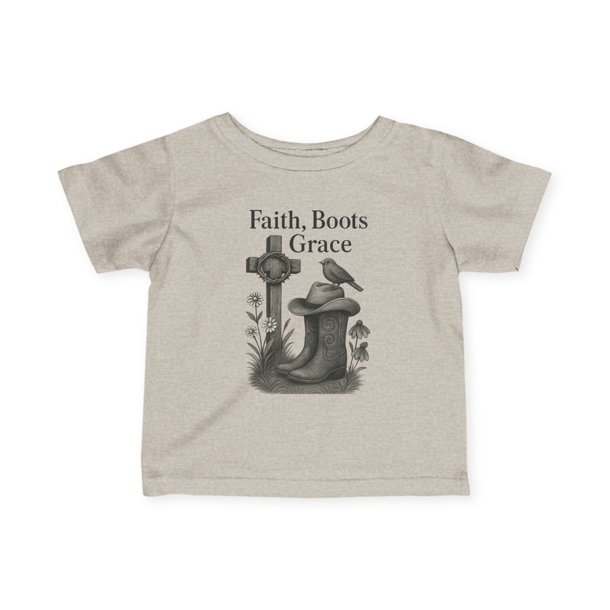 Infant Tee — "Faith, Boots, Grace" Western Baby Shirt