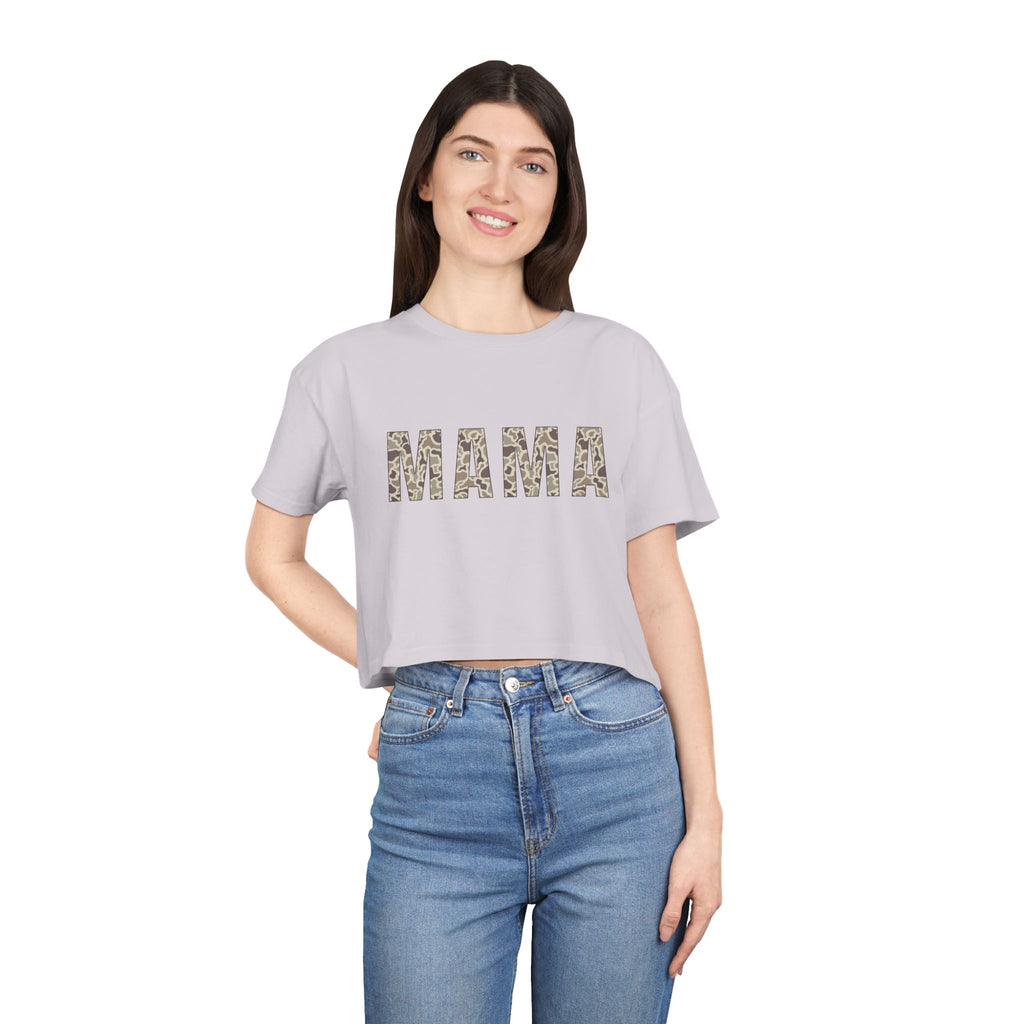 Mama Floral Crop Tee — Casual Women's Short Boxy Top