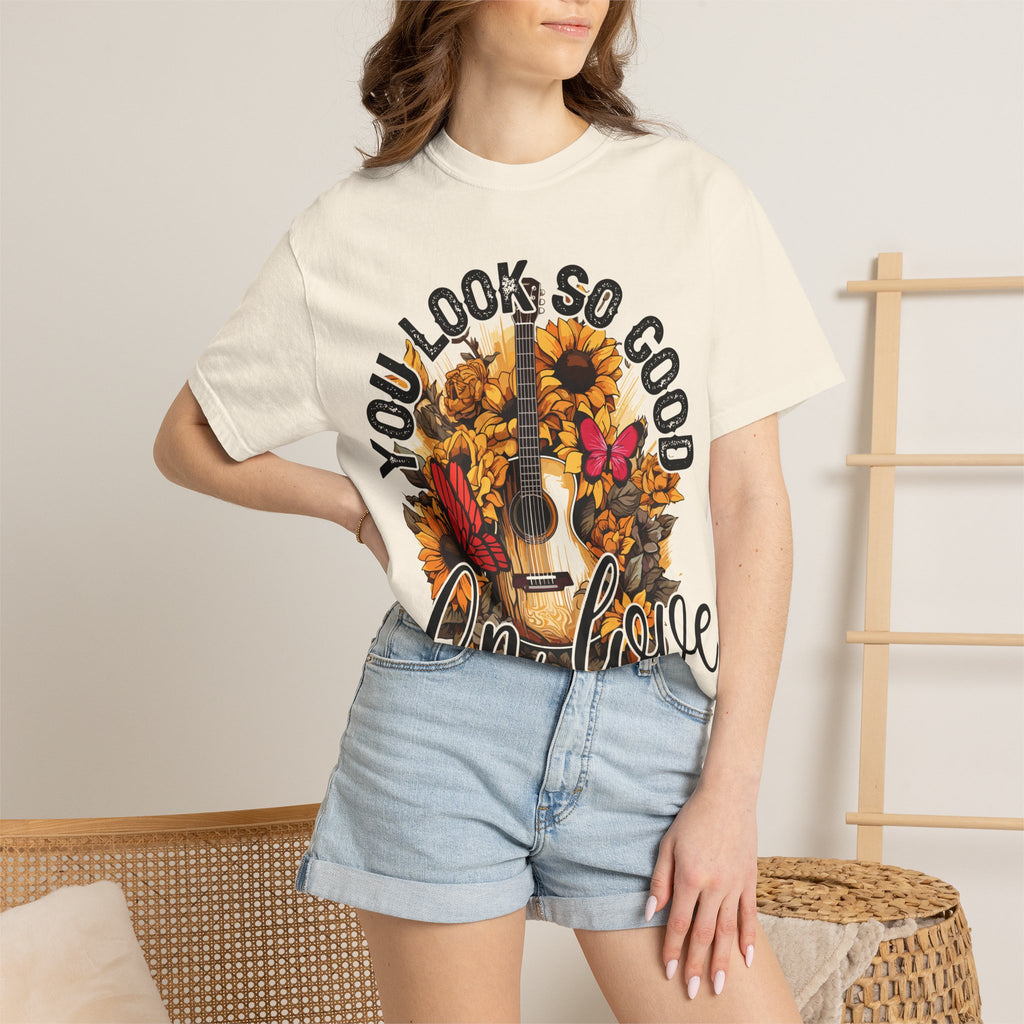 You Look So Good I'm In Love Guitar Floral T-Shirt