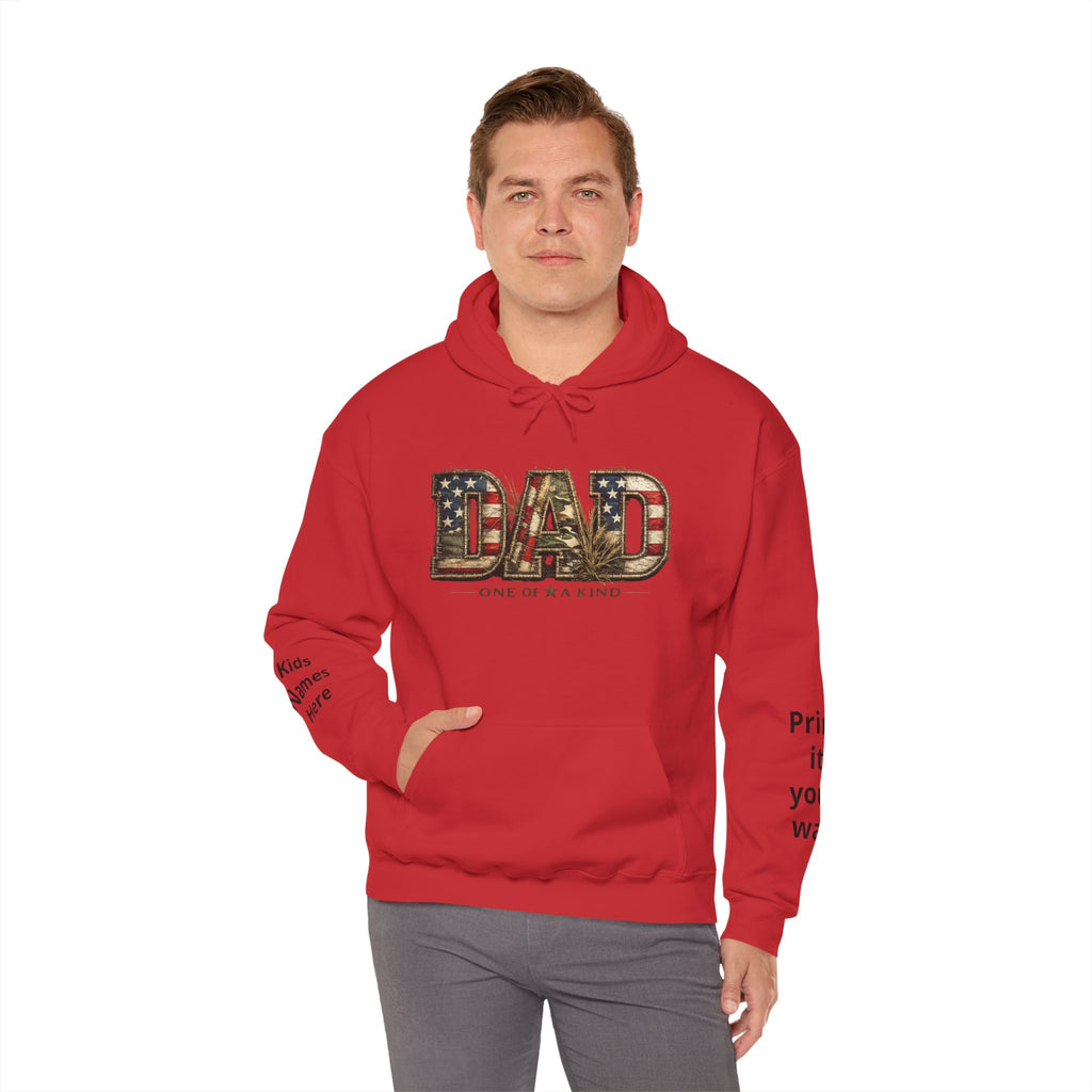 Personalizable Dad One of a Kind Hoodie — American Flag Patriotic Father’s Day Sweatshirt
