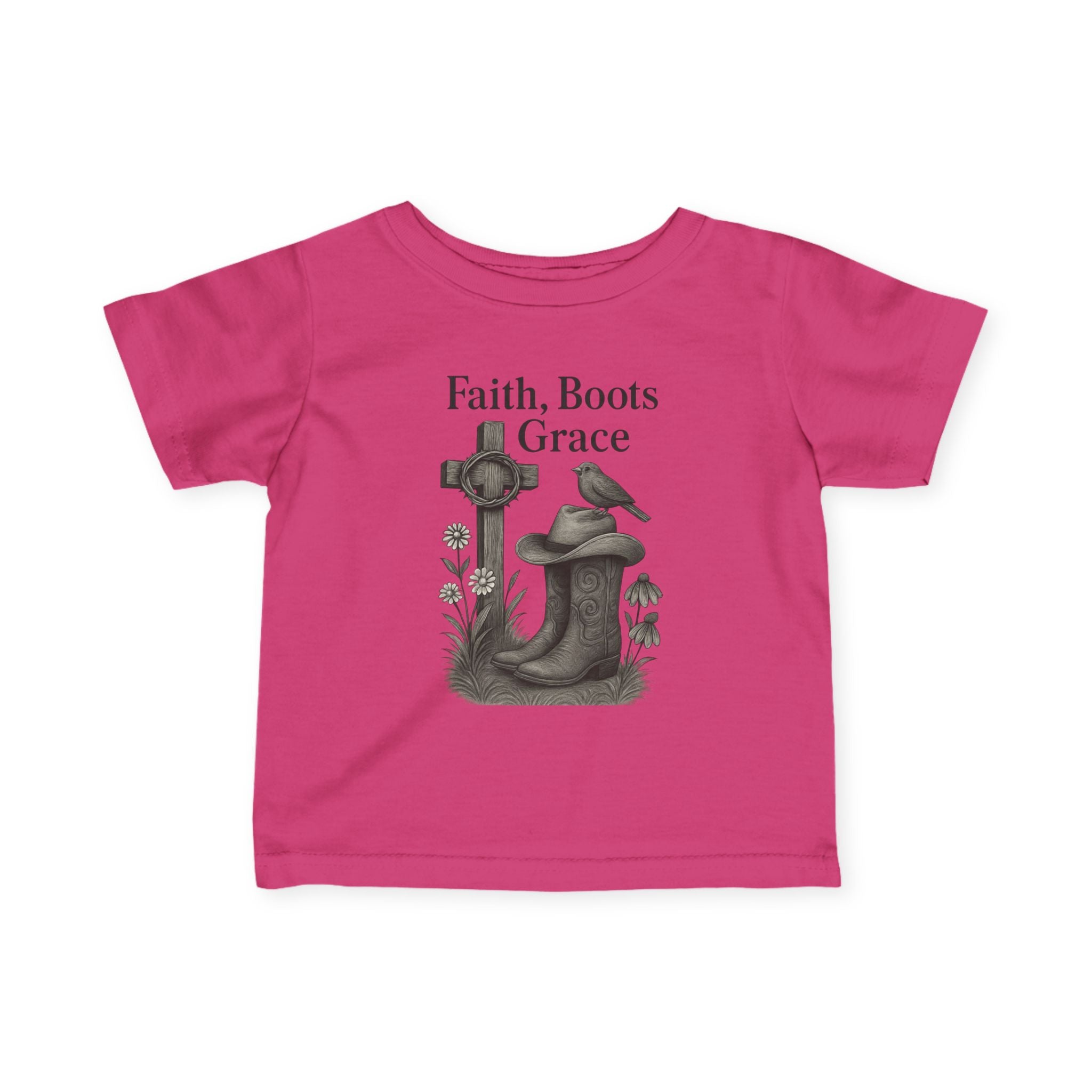 Infant Tee — "Faith, Boots, Grace" Western Baby Shirt