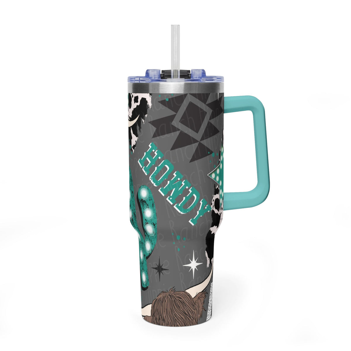 40oz Western Cactus Tumbler – Bull & Neon Cactus Vacuum Thermal Cup