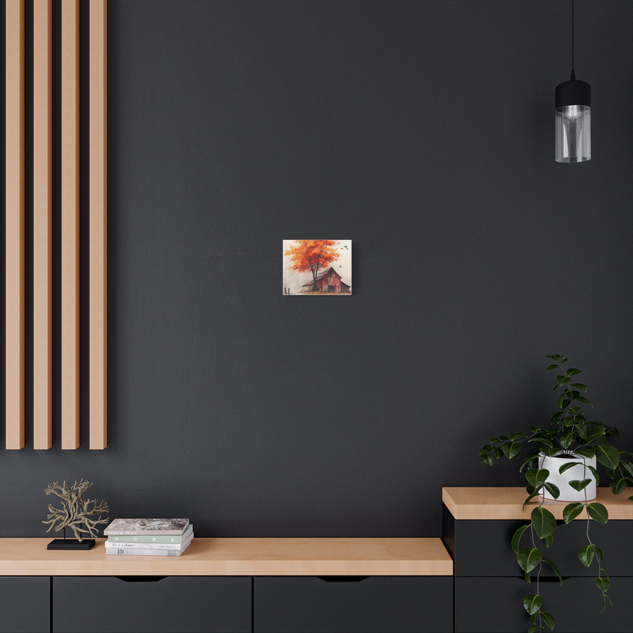 Autumn Barn Canvas Wall Art — Rustic Fall Landscape Matte Stretched Canvas