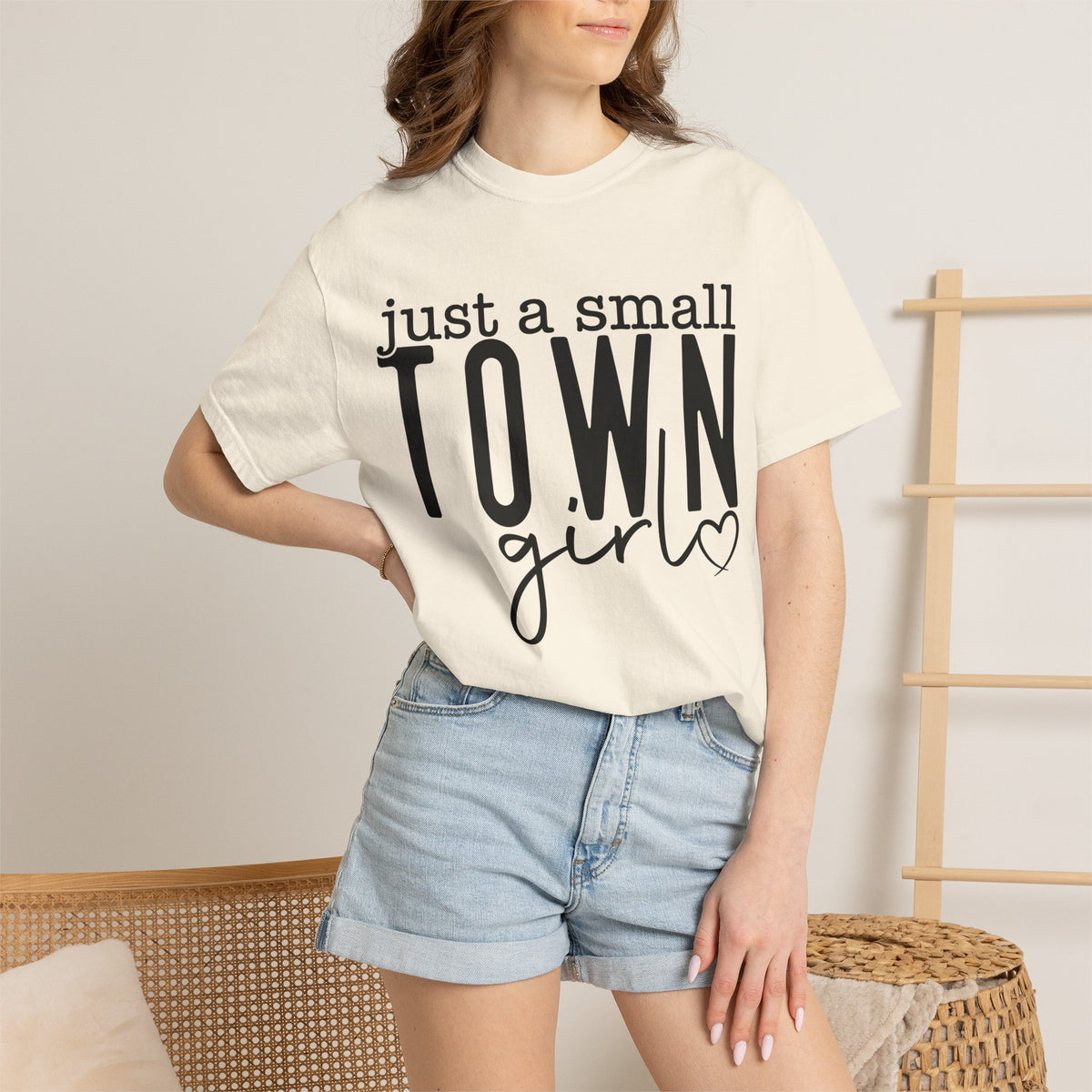 Just a Small Town Girl T‑Shirt — Retro Script Country Pride Tee