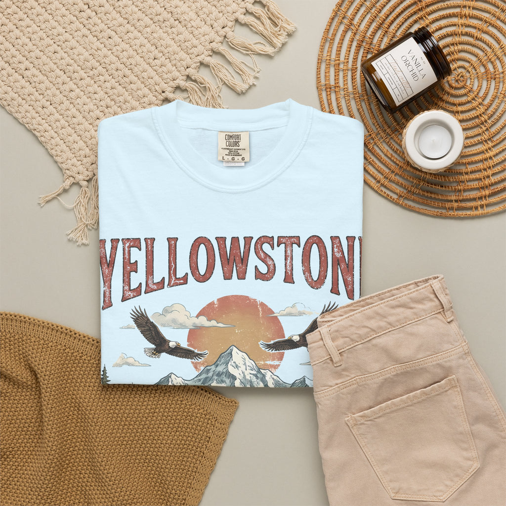 Yellowstone Wildlife Graphic T-Shirt — Vintage Bison, Wolves & Mountain Nature Tee
