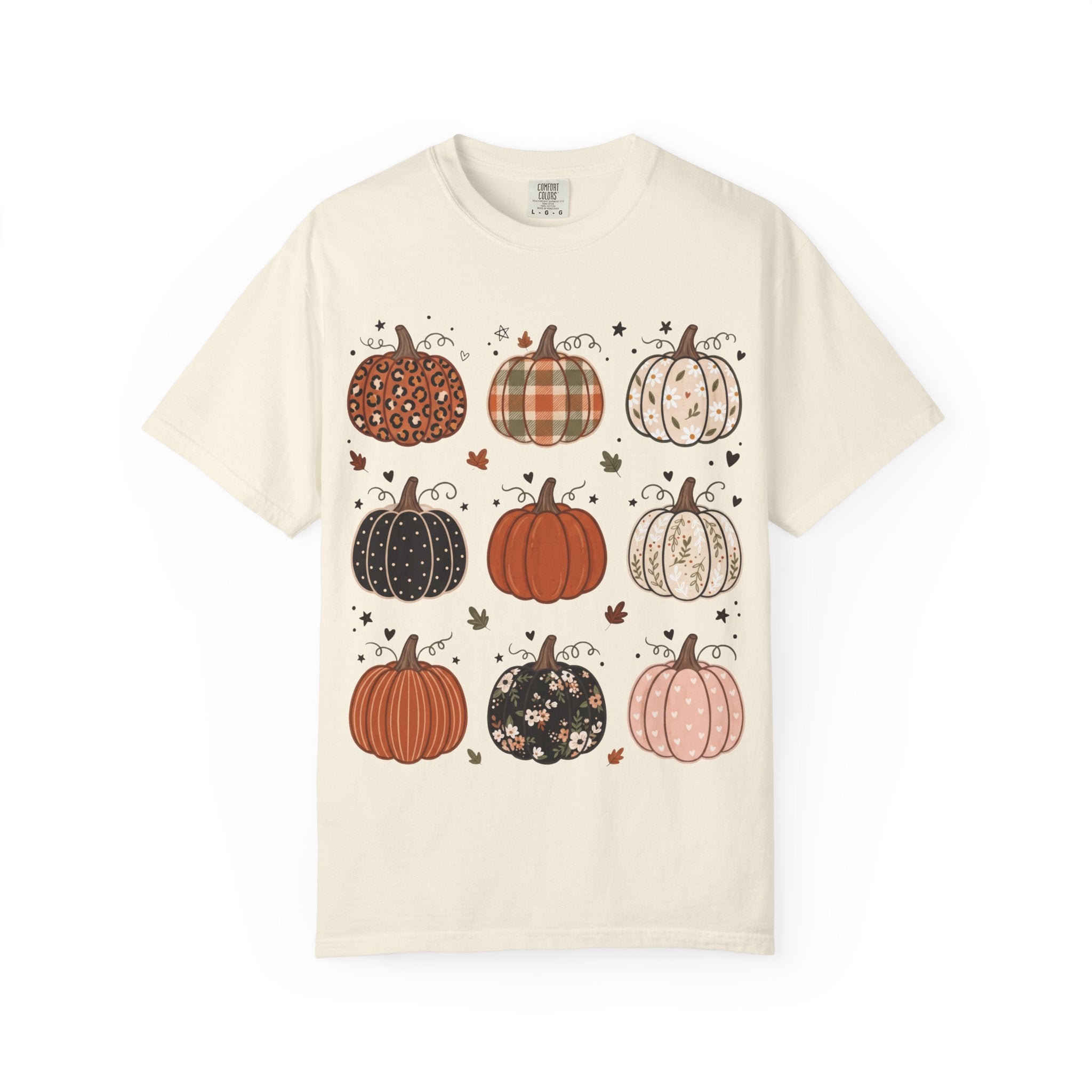 Pumpkin Patch T-Shirt — Fall Plaid & Floral Pumpkins Graphic Tee