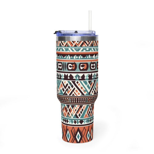 40oz Aztec Thermal Tumbler – Insulated Travel Cup with Handle