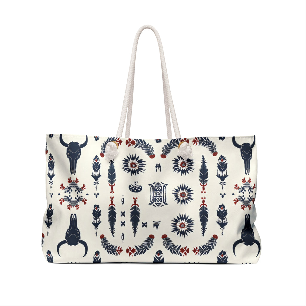 Boho Western Weekender Bag — Southwestern Skull & Feather Travel Tote