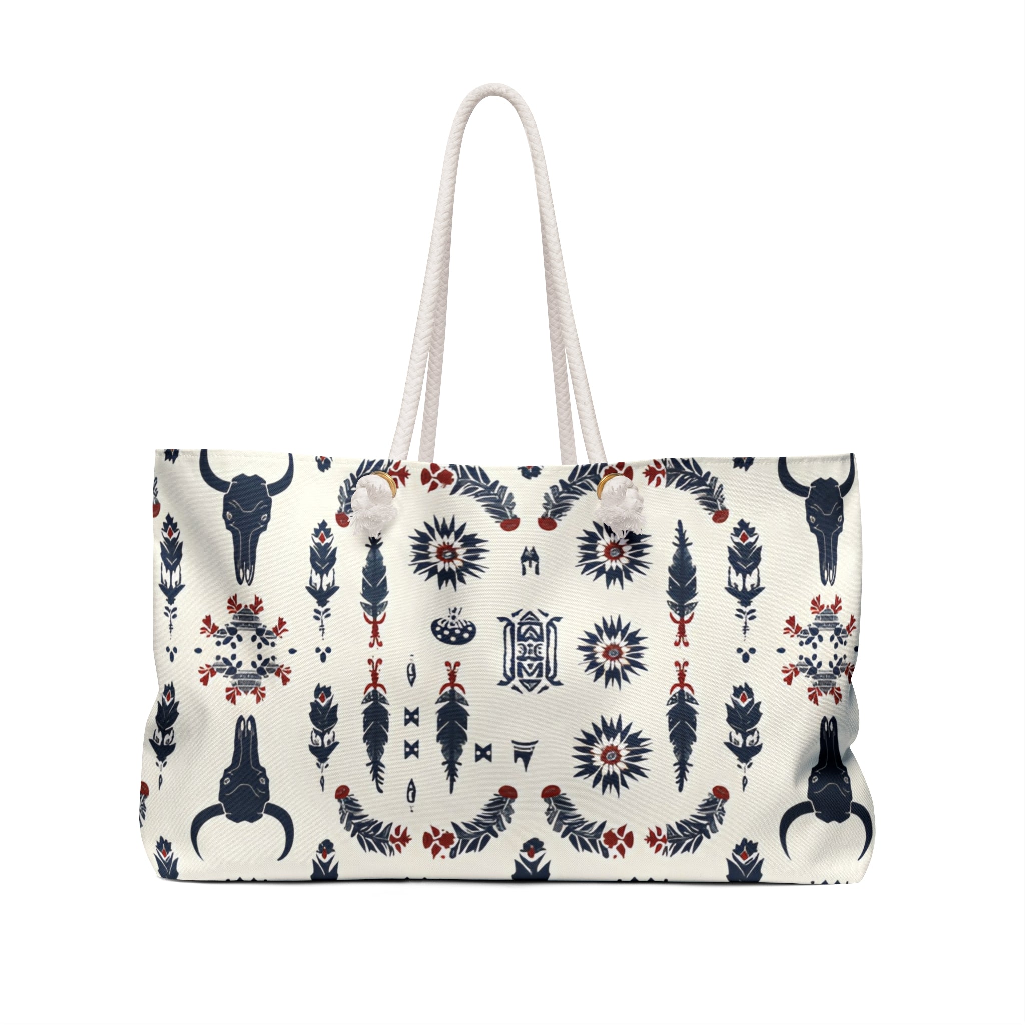 Boho Western Weekender Bag — Southwestern Skull & Feather Travel Tote
