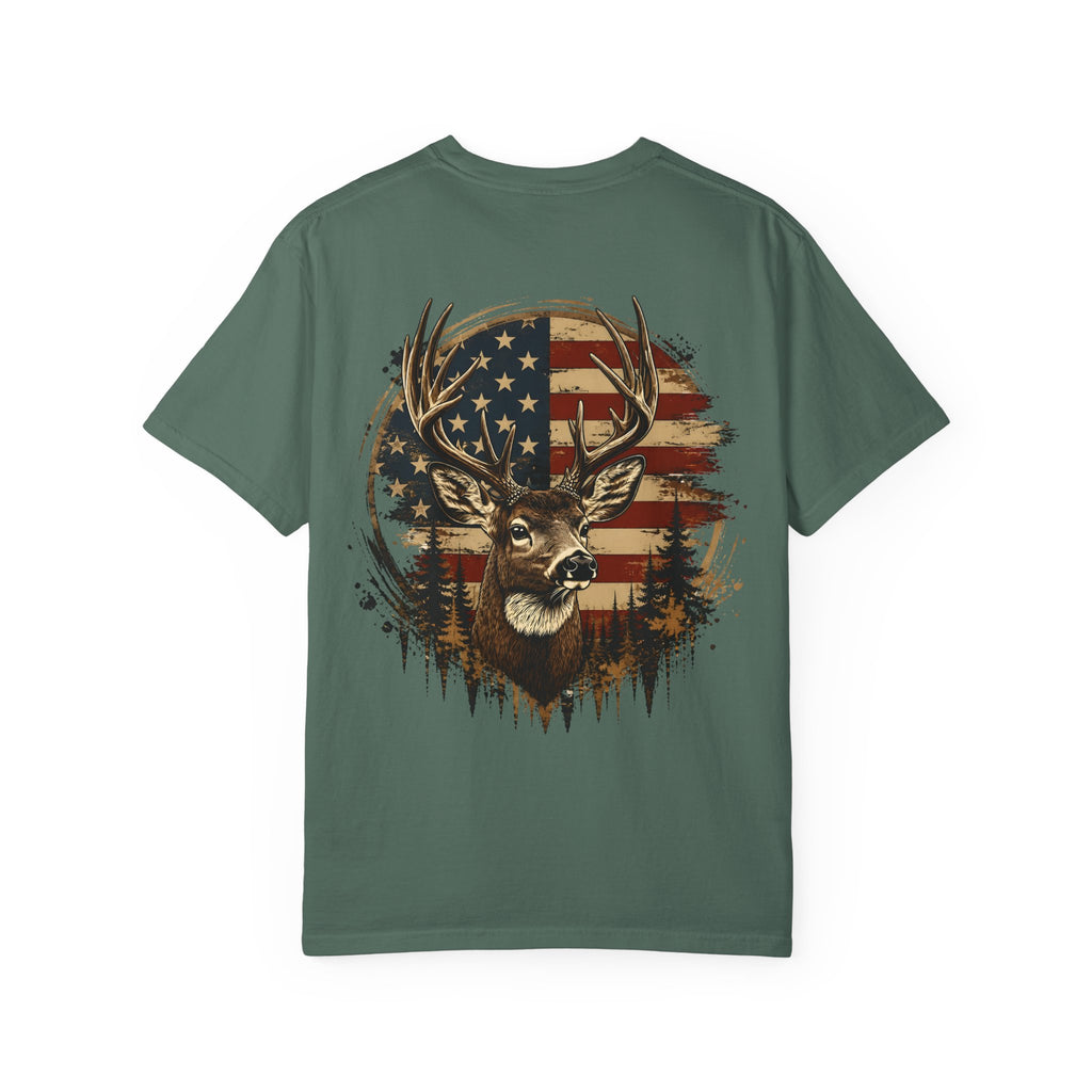 American Flag Deer T-Shirt — Patriotic Hunting Graphic Tee