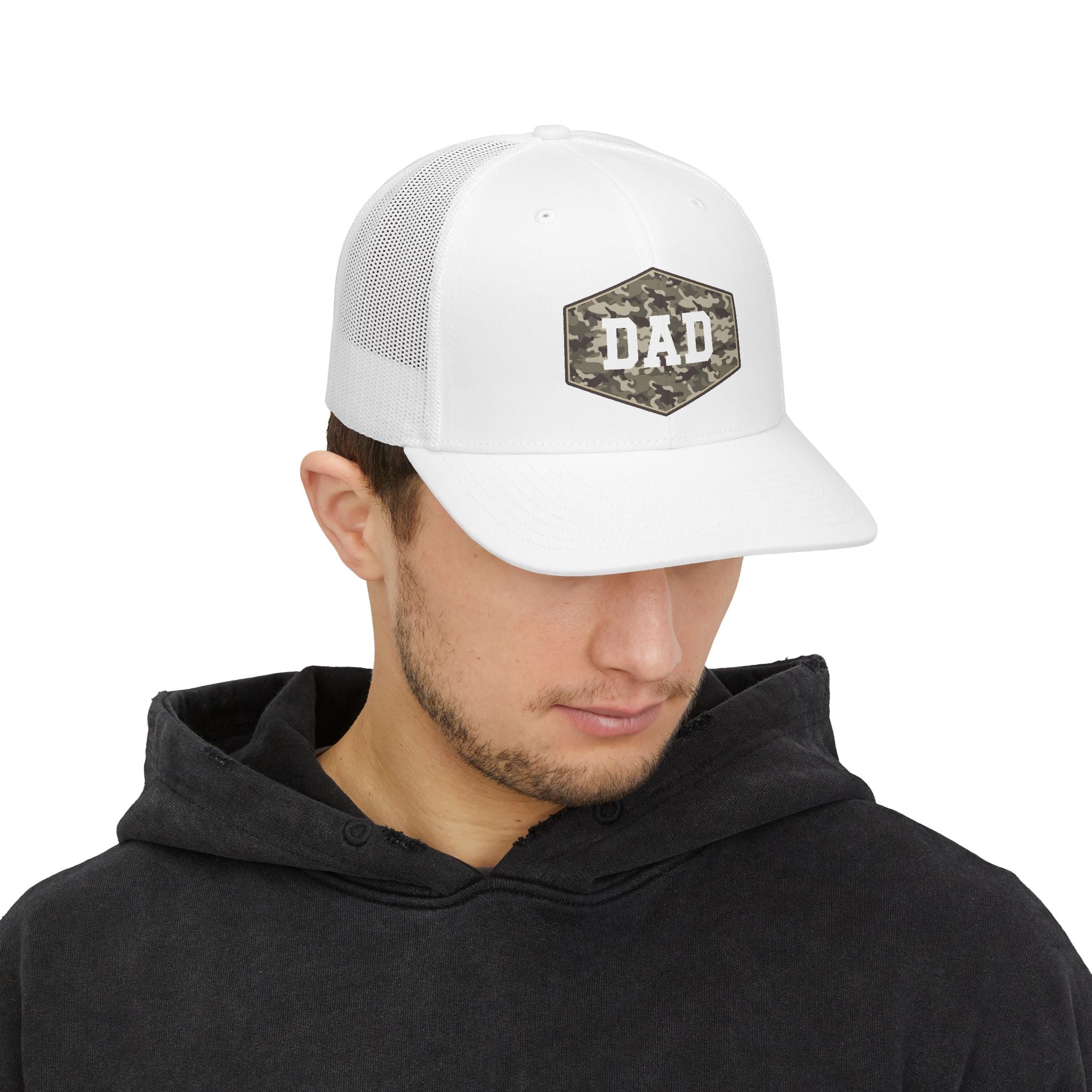 Dad Camo Patch Snapback Trucker Cap — Military Style Father's Hat