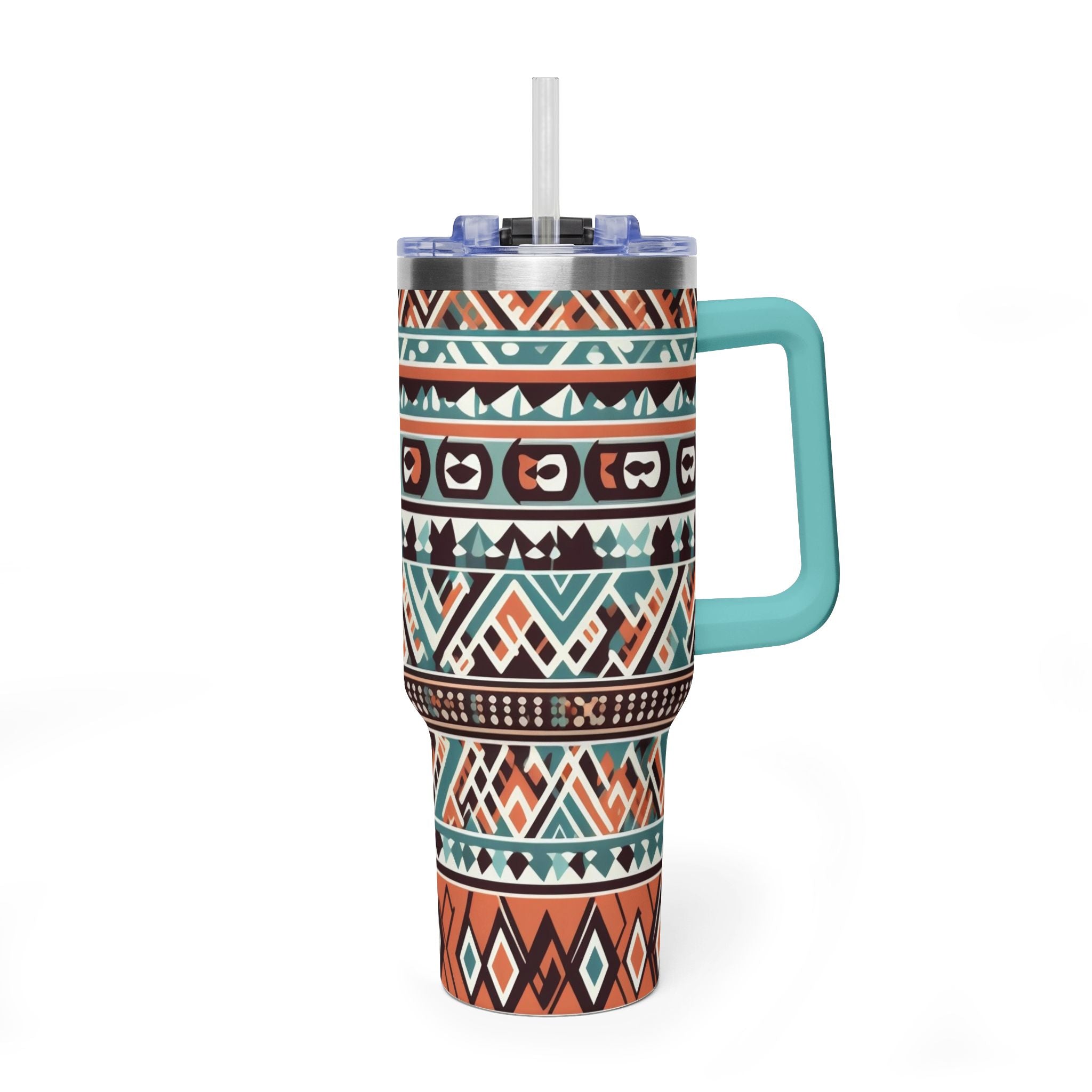 40oz Aztec Thermal Tumbler – Insulated Travel Cup with Handle