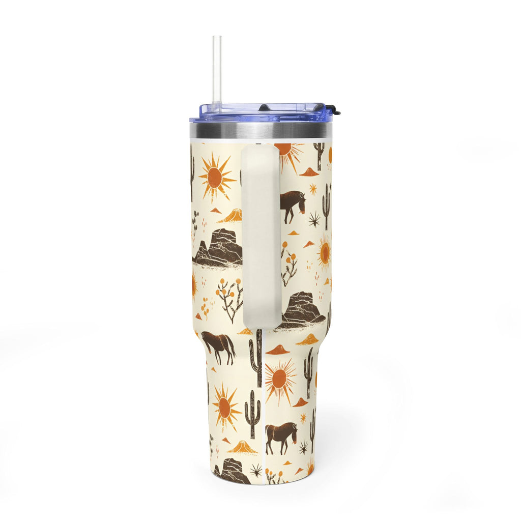 Desert Sunset 40oz Tumbler - Western Cactus & Horse Thermal Cup