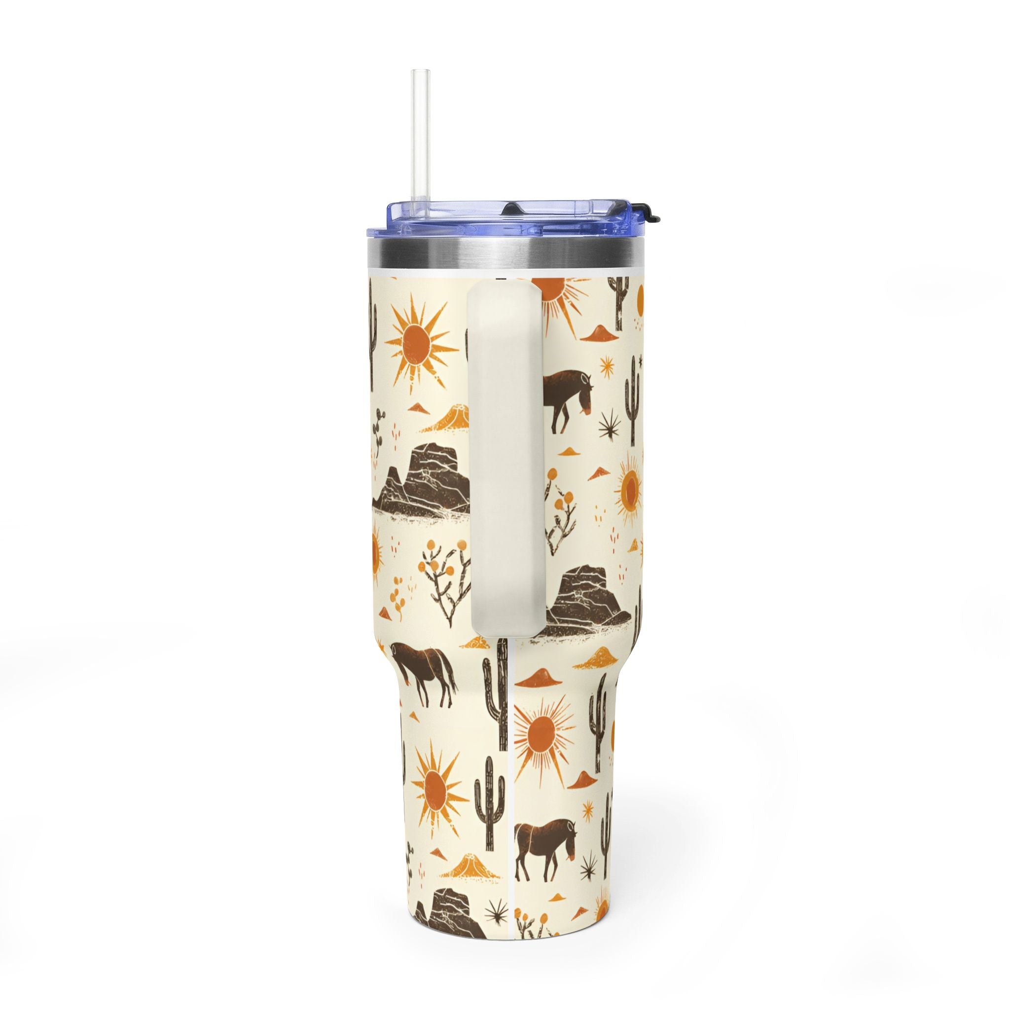 Desert Sunset 40oz Tumbler - Western Cactus & Horse Thermal Cup