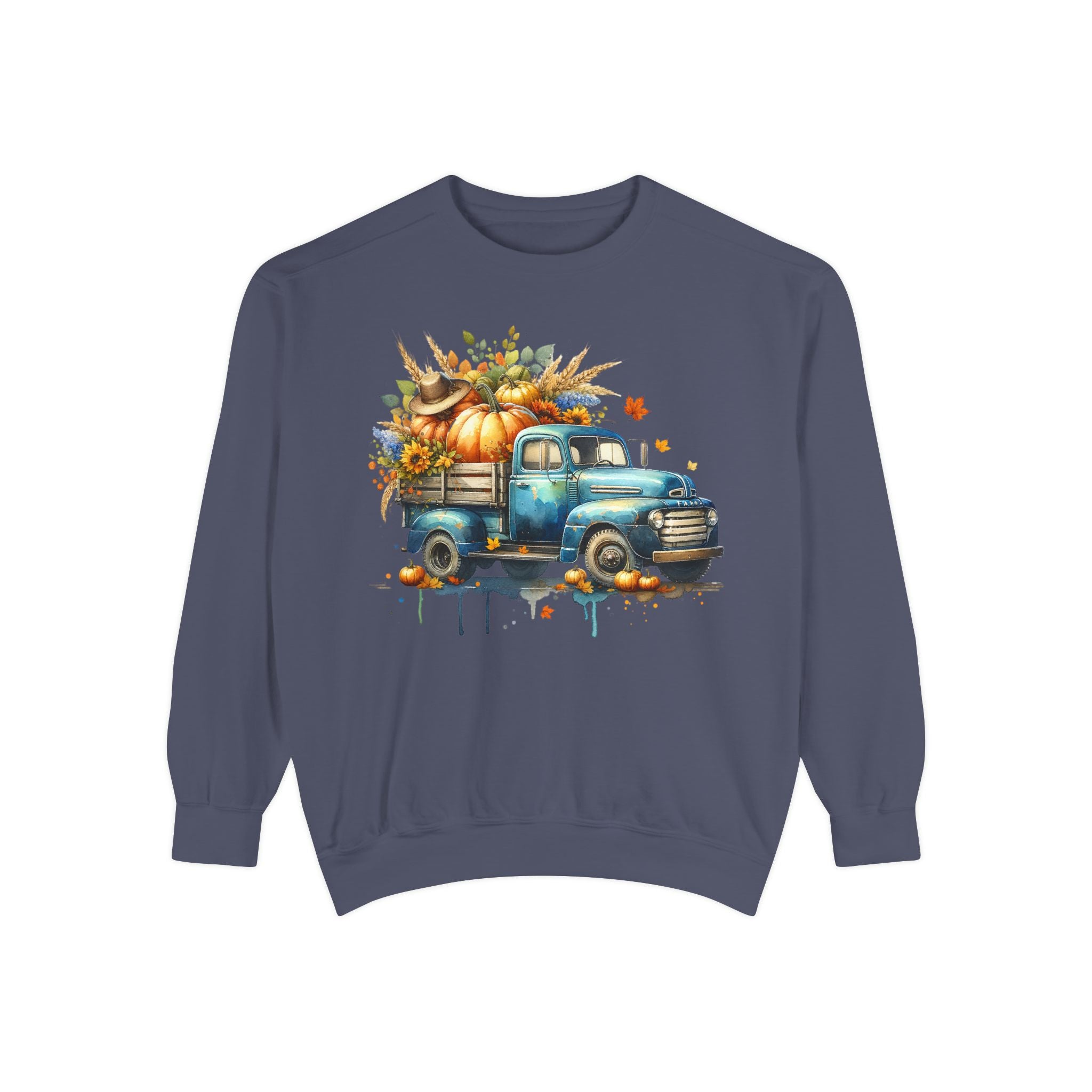 Fall Vintage Truck Sweatshirt – Pumpkin Harvest Graphic Crewneck